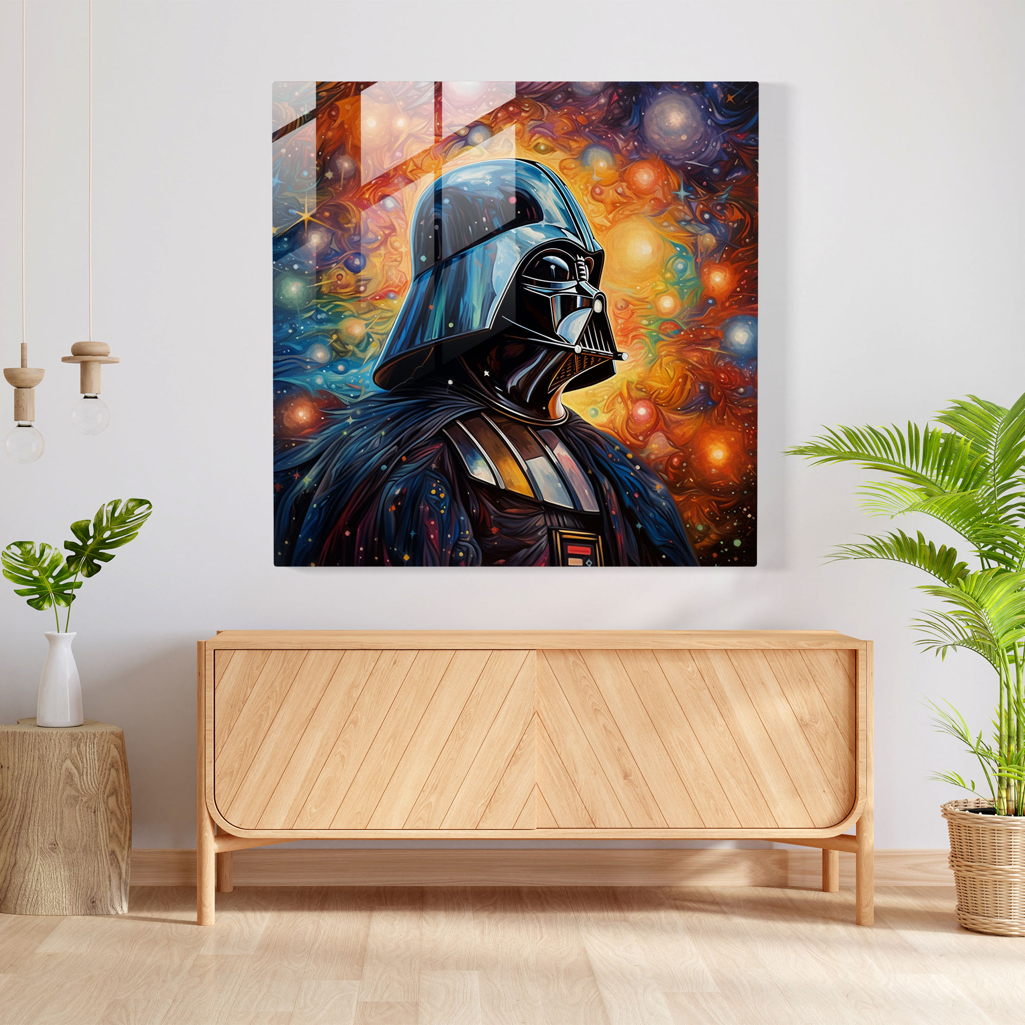 Kozmik Galaksi Darth Vader Cam Tablo - Darth Vader Cam Sanatı Duvar Dekorasyonu