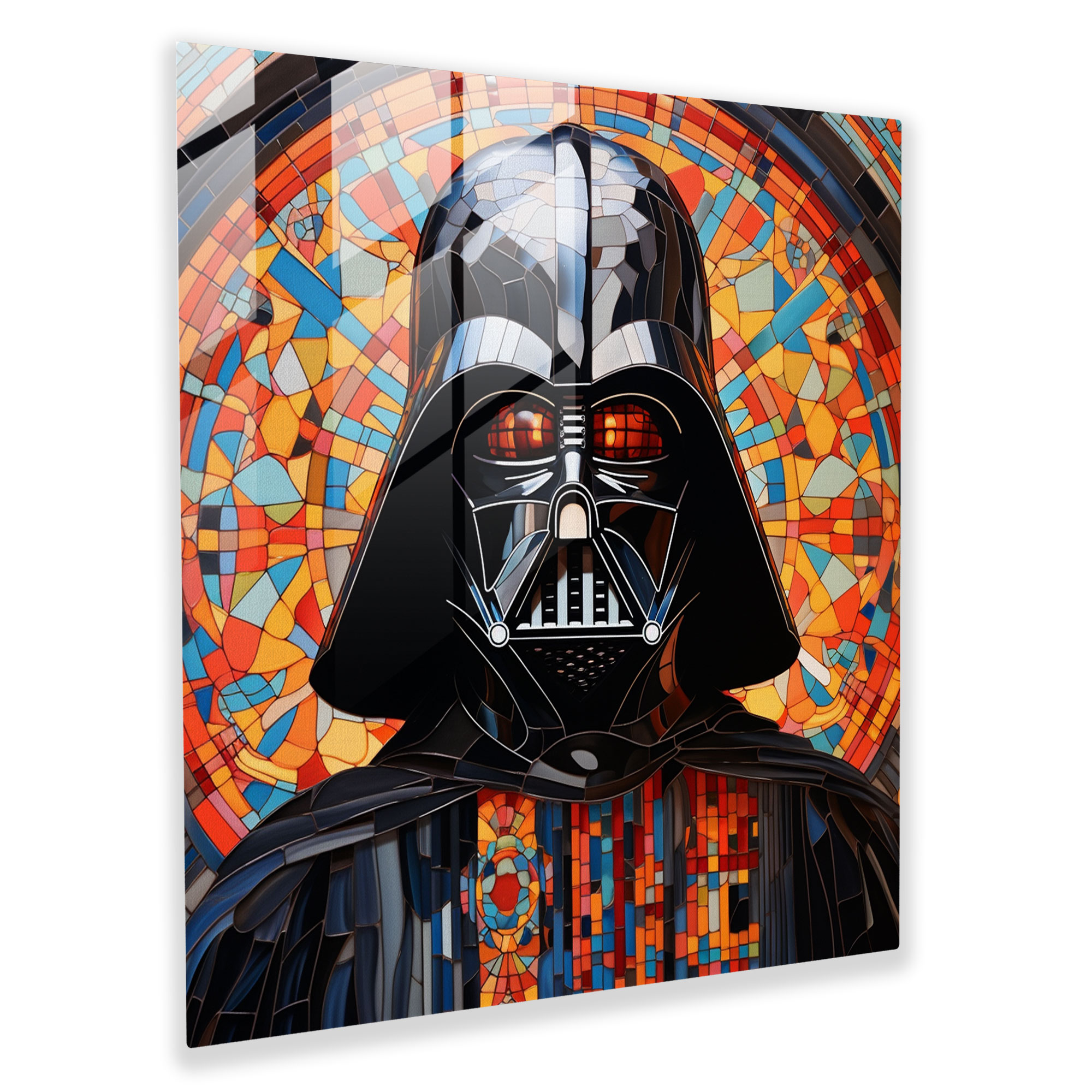 Geometrik Mozaik Darth Vader Cam Sanatı - Duvar Dekorasyonu Cam Sanatı