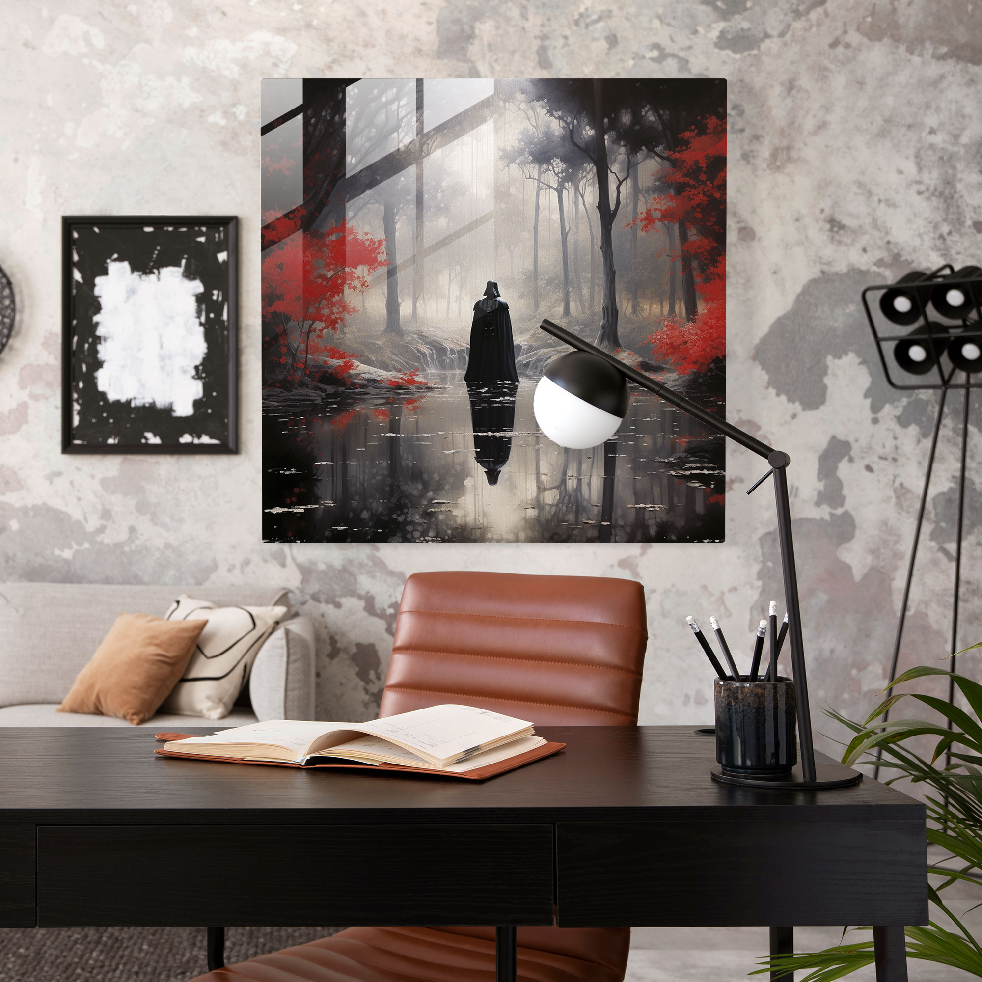 İzlenimci Huzur Darth Vader Cam Tablo - Darth Vader Modern Sanat Cam Tablo Cam Duvar Sanatı
