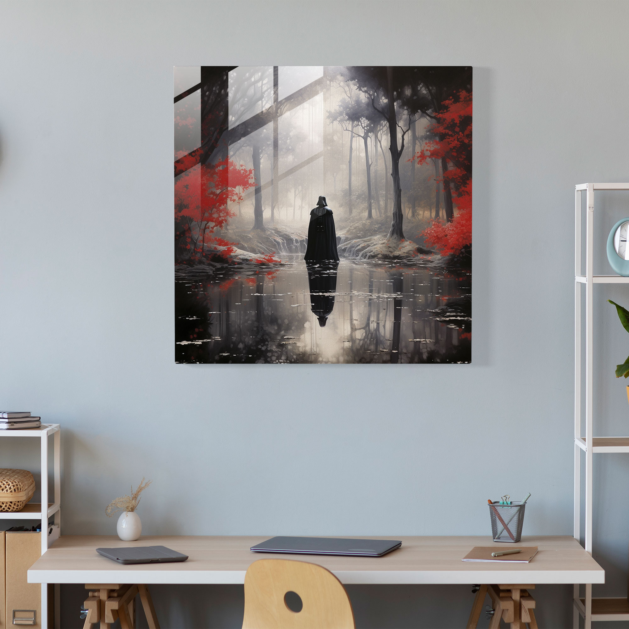 İzlenimci Huzur Darth Vader Cam Tablo - Darth Vader Modern Sanat Cam Tablo Cam Duvar Sanatı