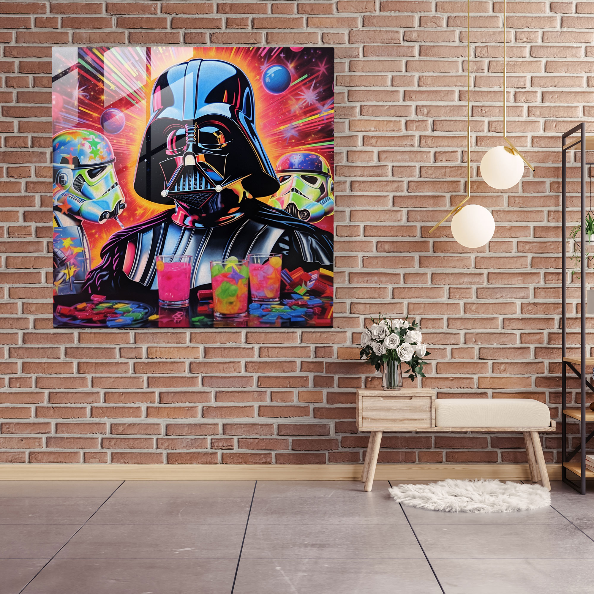 Retro Disco Darth Vader Cam Tablo - Darth Vader Cam Tablo Modern Sanat