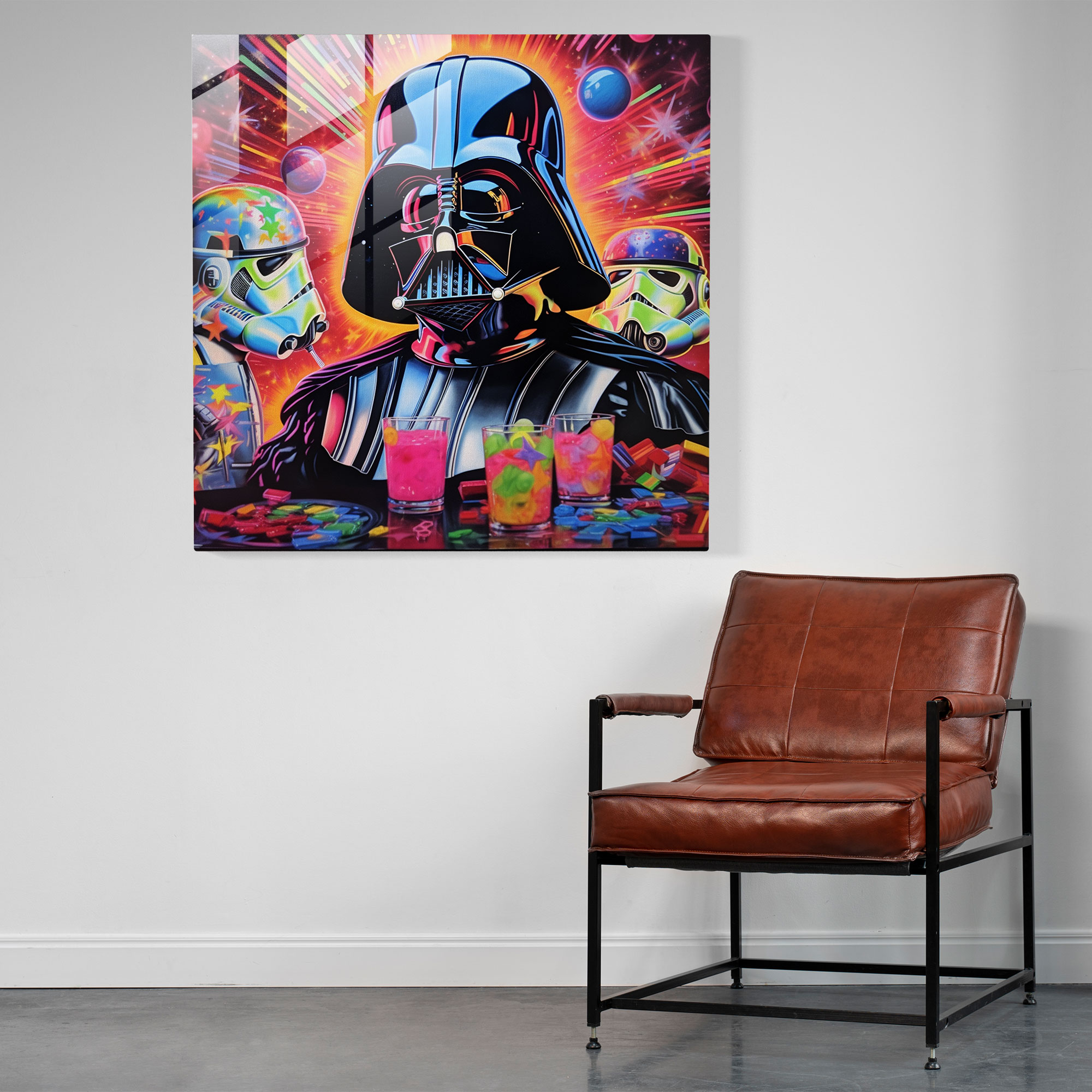 Retro Disco Darth Vader Cam Tablo - Darth Vader Cam Tablo Modern Sanat