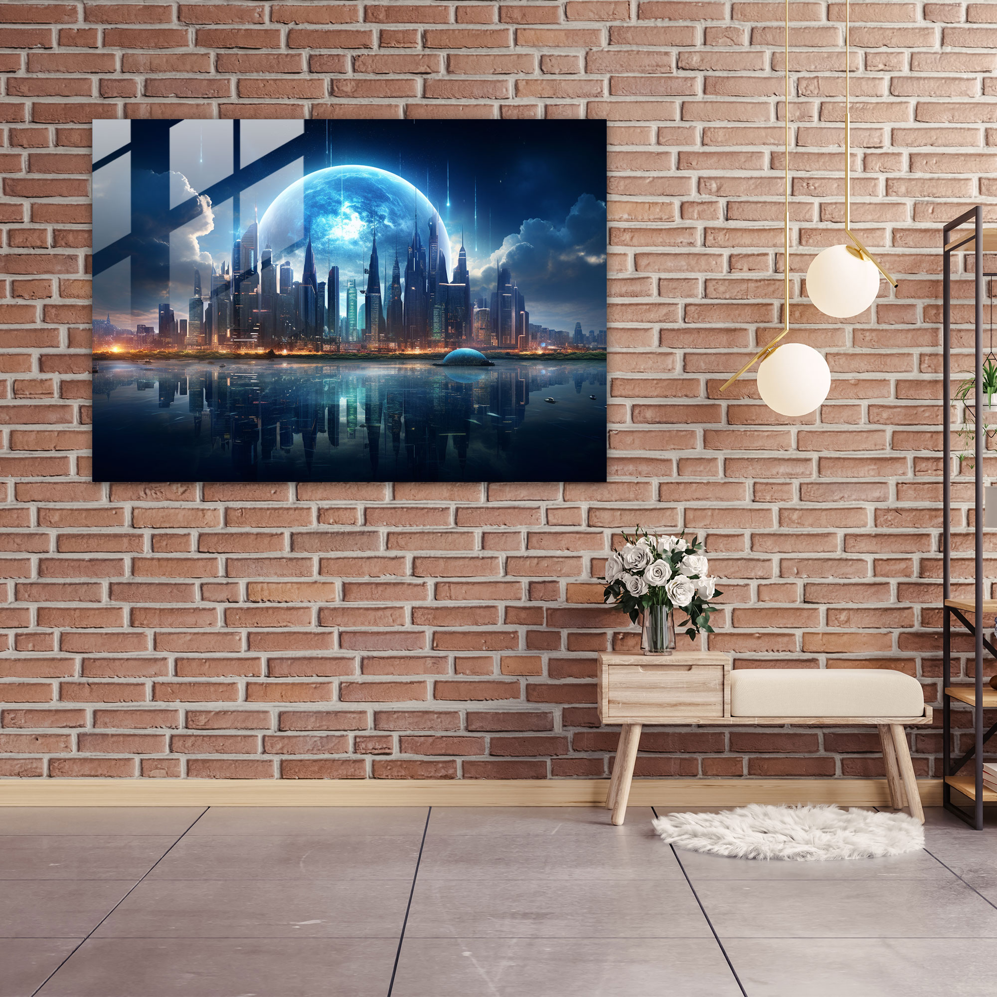 Earth Wall Decoration - Earth, Cityscape, Technologically Advanced Earth, Home Decoration