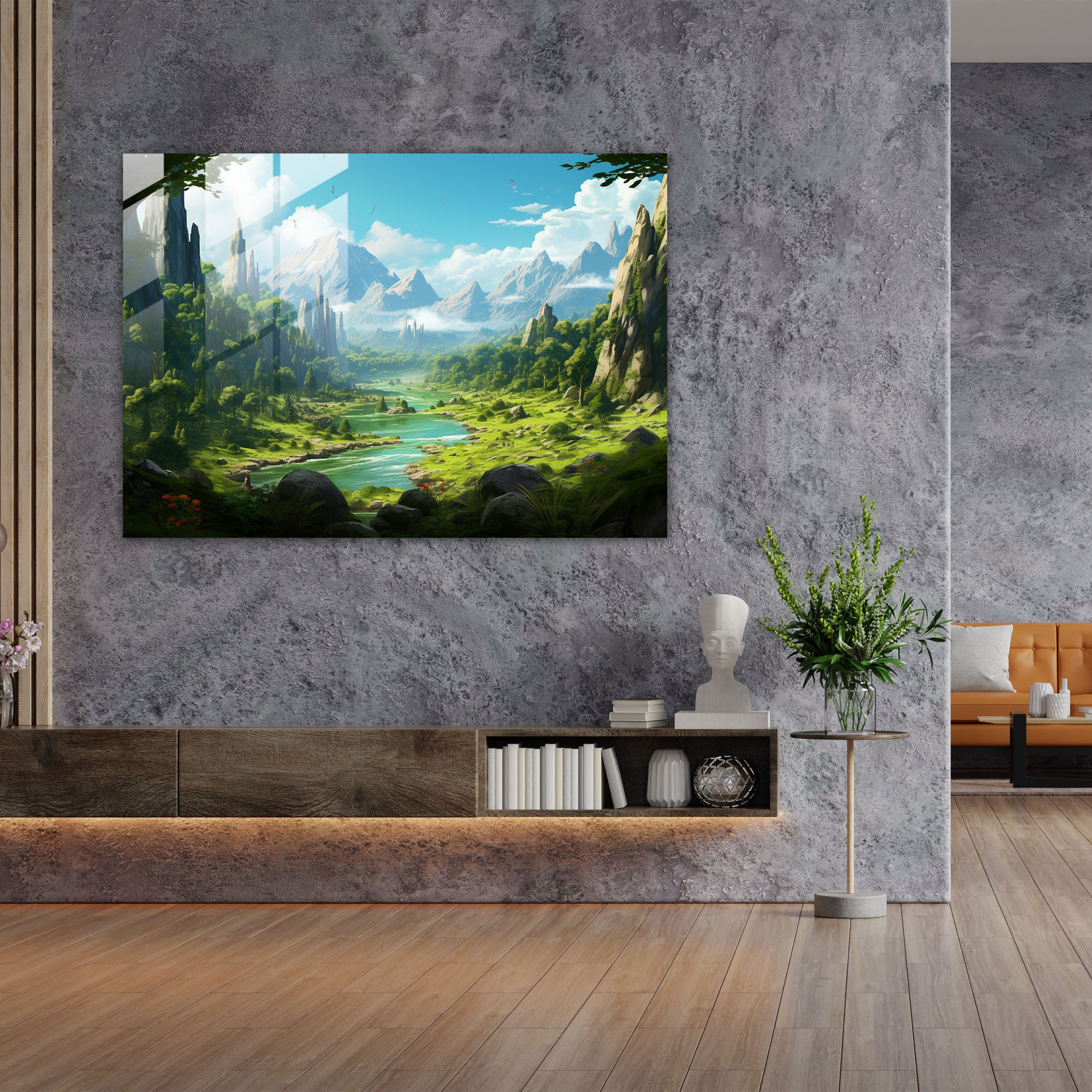 Earth's Lushness Glass Wall Art - Earth, Green Forests, Home Decoration, Wall Decoration