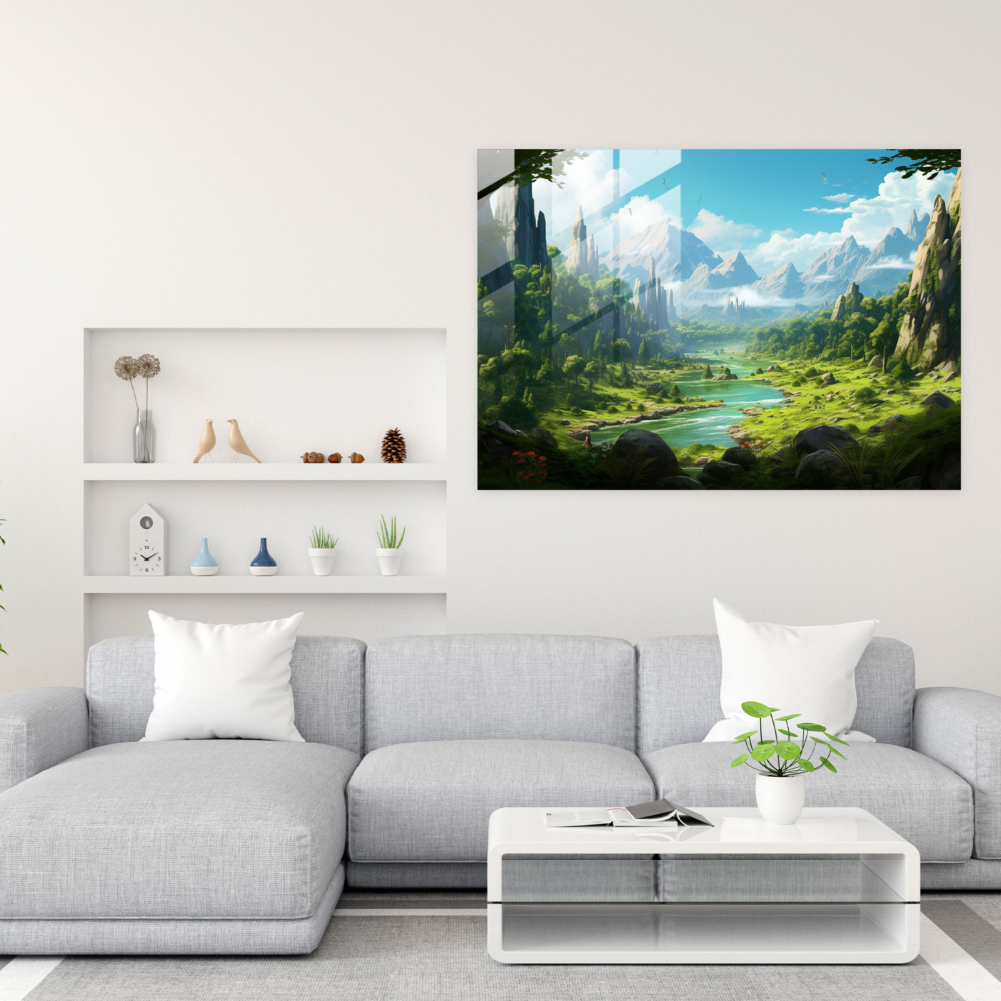 Earth's Lushness Glass Wall Art - Earth, Green Forests, Home Decoration, Wall Decoration