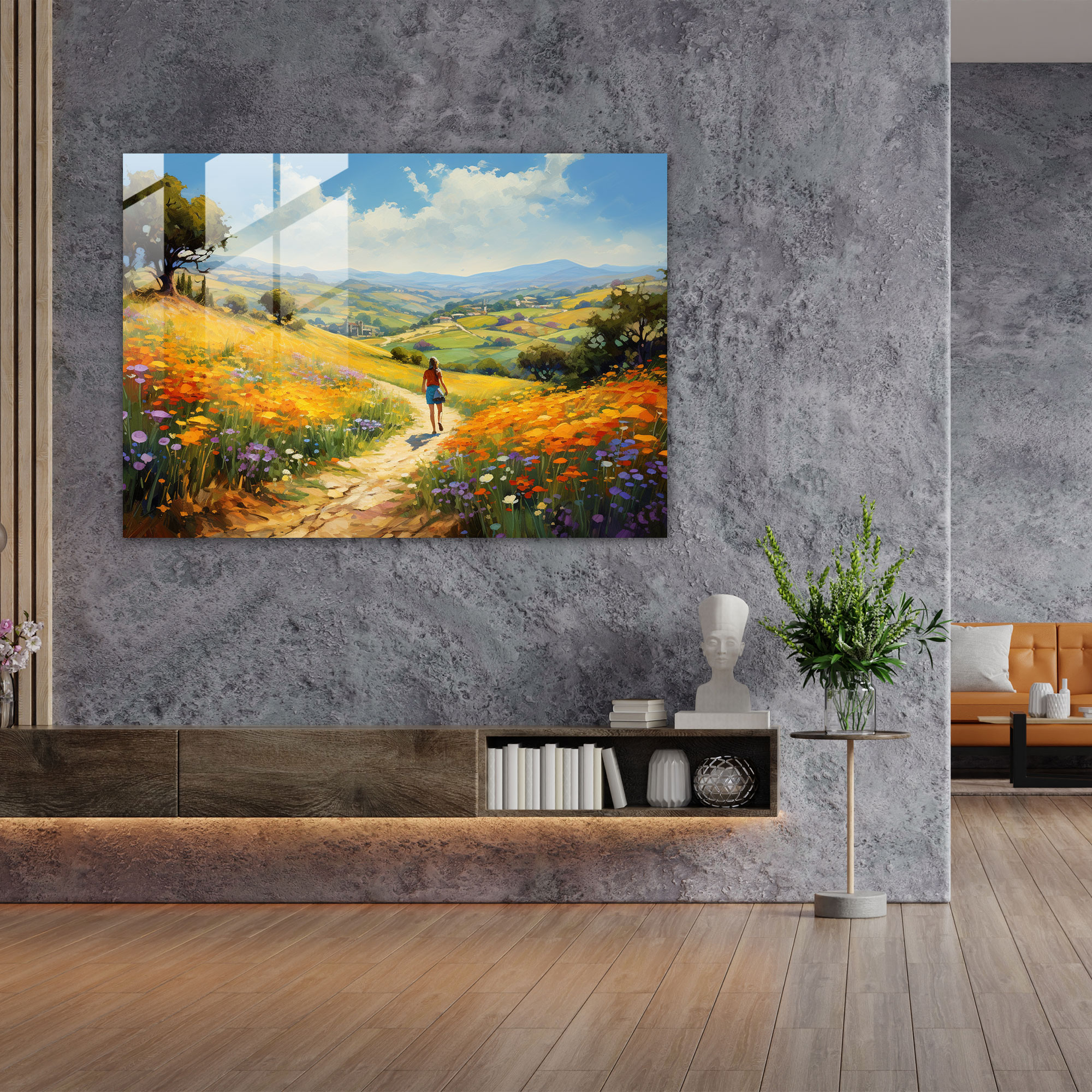 Serene Earthscape Glass Print - Earth, Modern Art, Wall Decoration, Home Decoration
