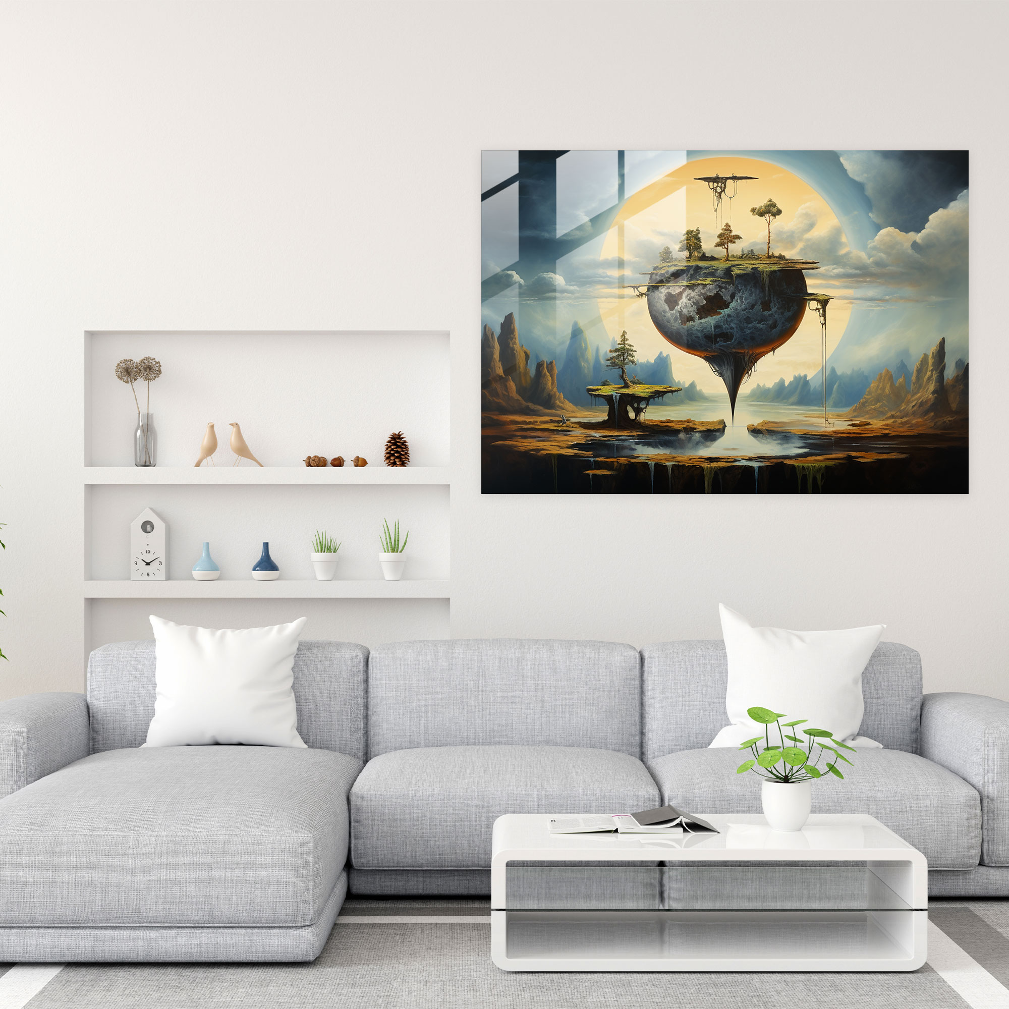 Dreamscape Earth Glass Wall Art - Earth, Glass Wall Art, Glass Print, Surrealist Artwork