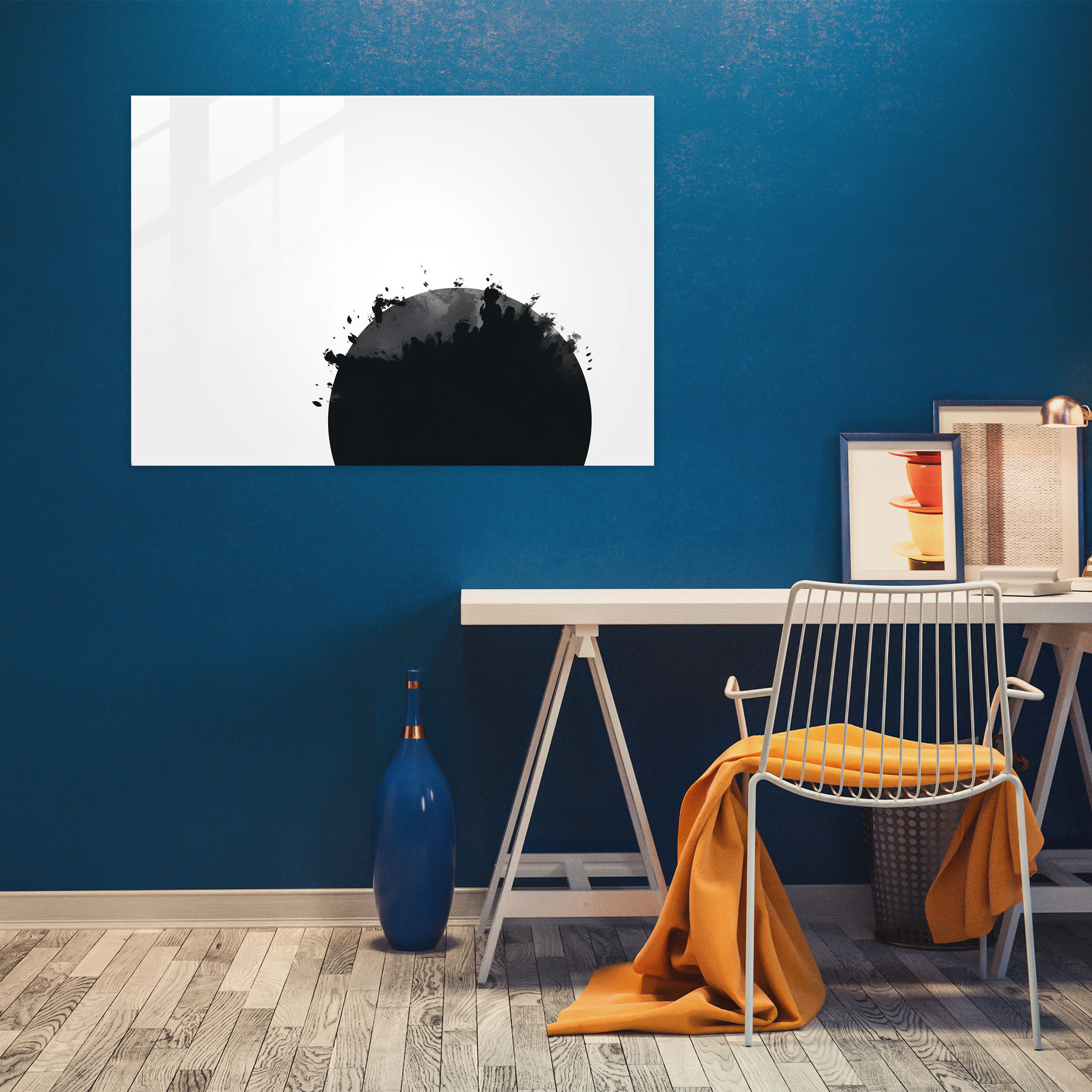 Minimal Earth Silhouette Glass Print - Earth, Glass Art, Minimalist Design, Modern Art