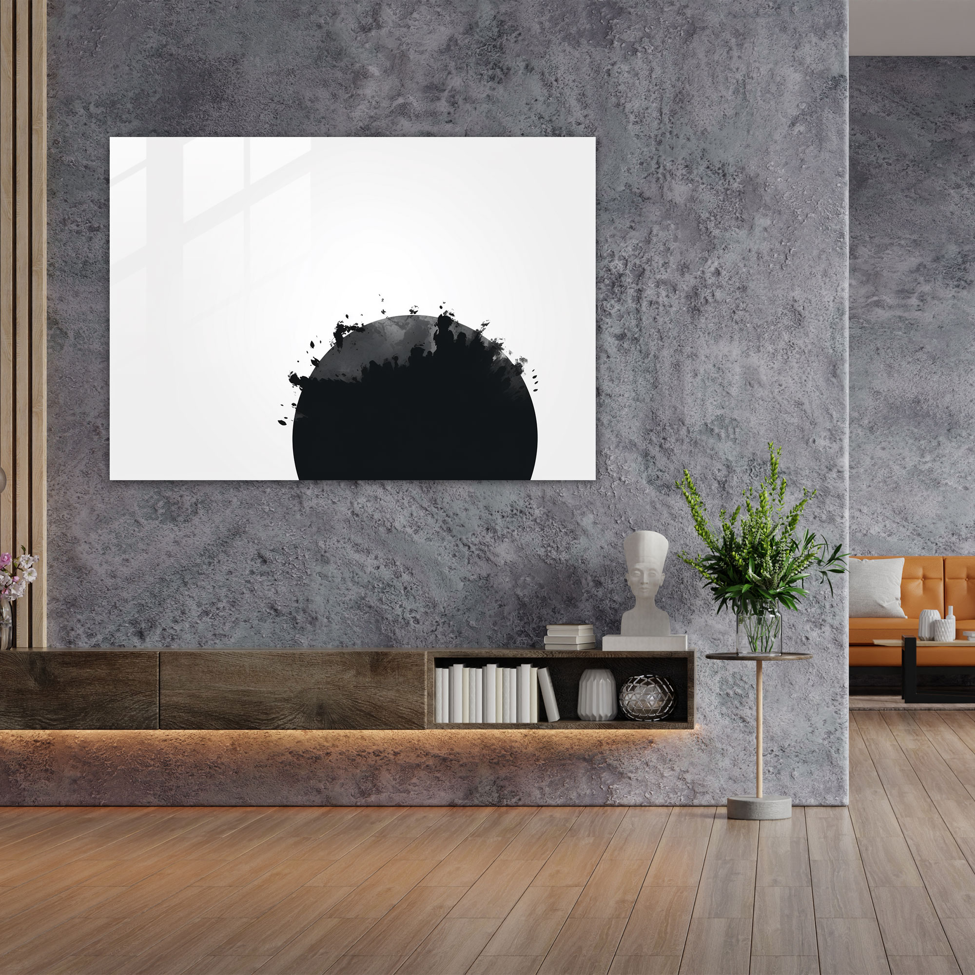 Minimal Earth Silhouette Glass Print - Earth, Glass Art, Minimalist Design, Modern Art
