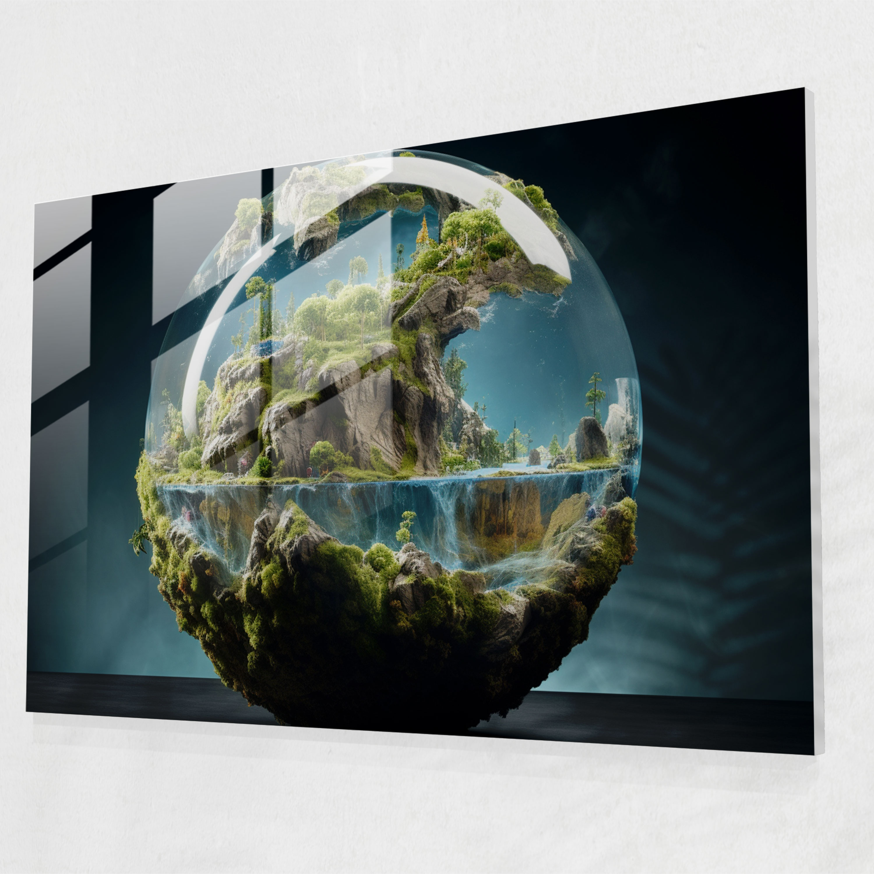 Realistic Earth 3D Glass Print - Earth, Realistic 3D Rendering, Lifelike Representation, Earth