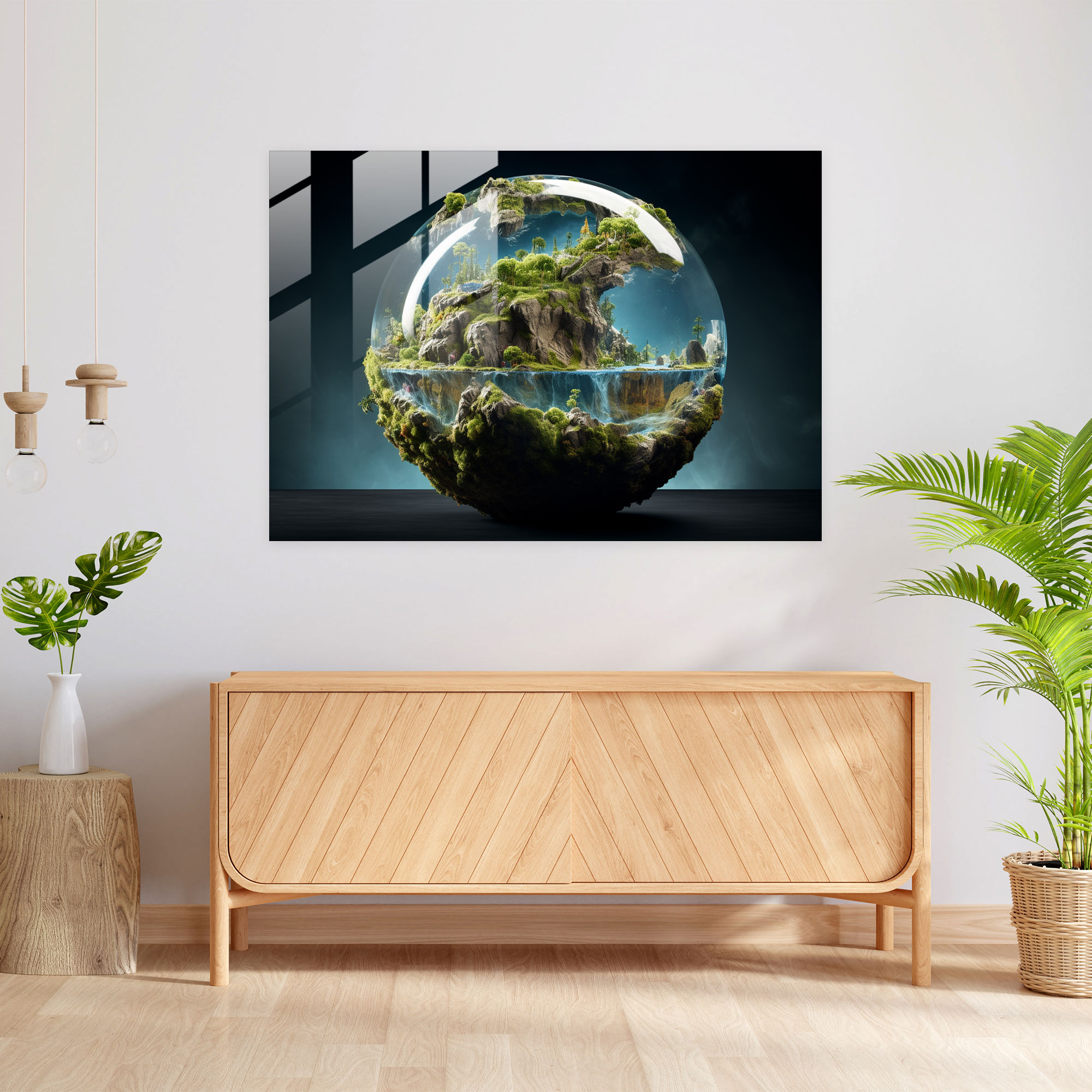 Realistic Earth 3D Glass Print - Earth, Realistic 3D Rendering, Lifelike Representation, Earth