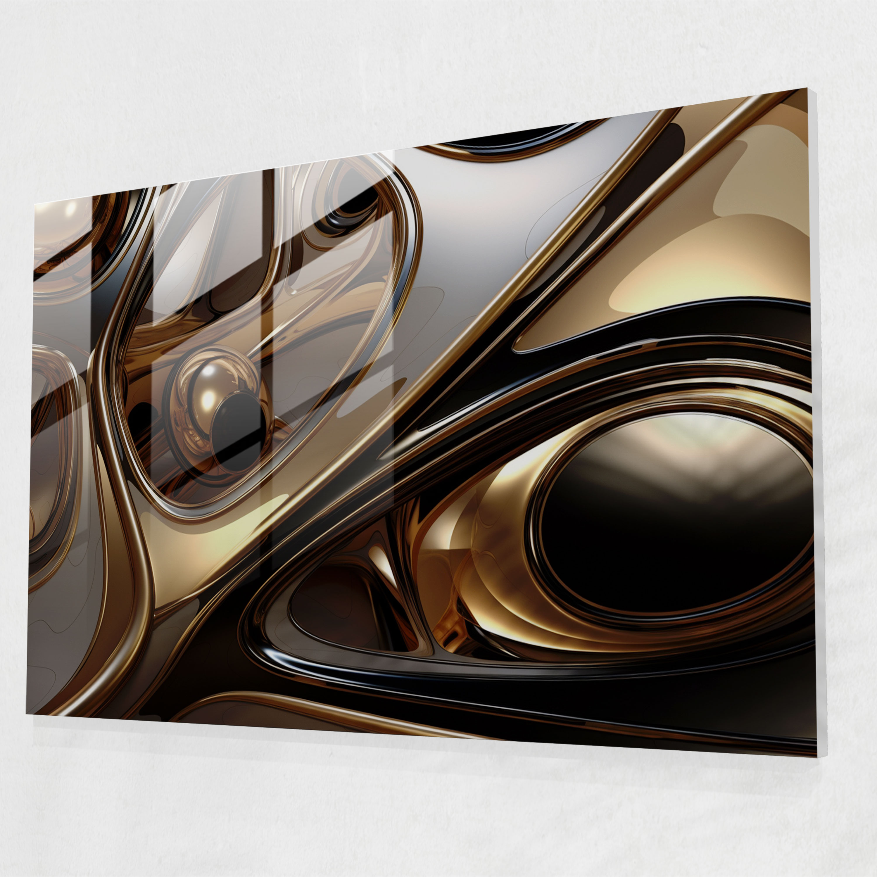 Futuristic Earth Glass Print - Earth, Metallic Tones, Glass Wall Art, Wall Decoration