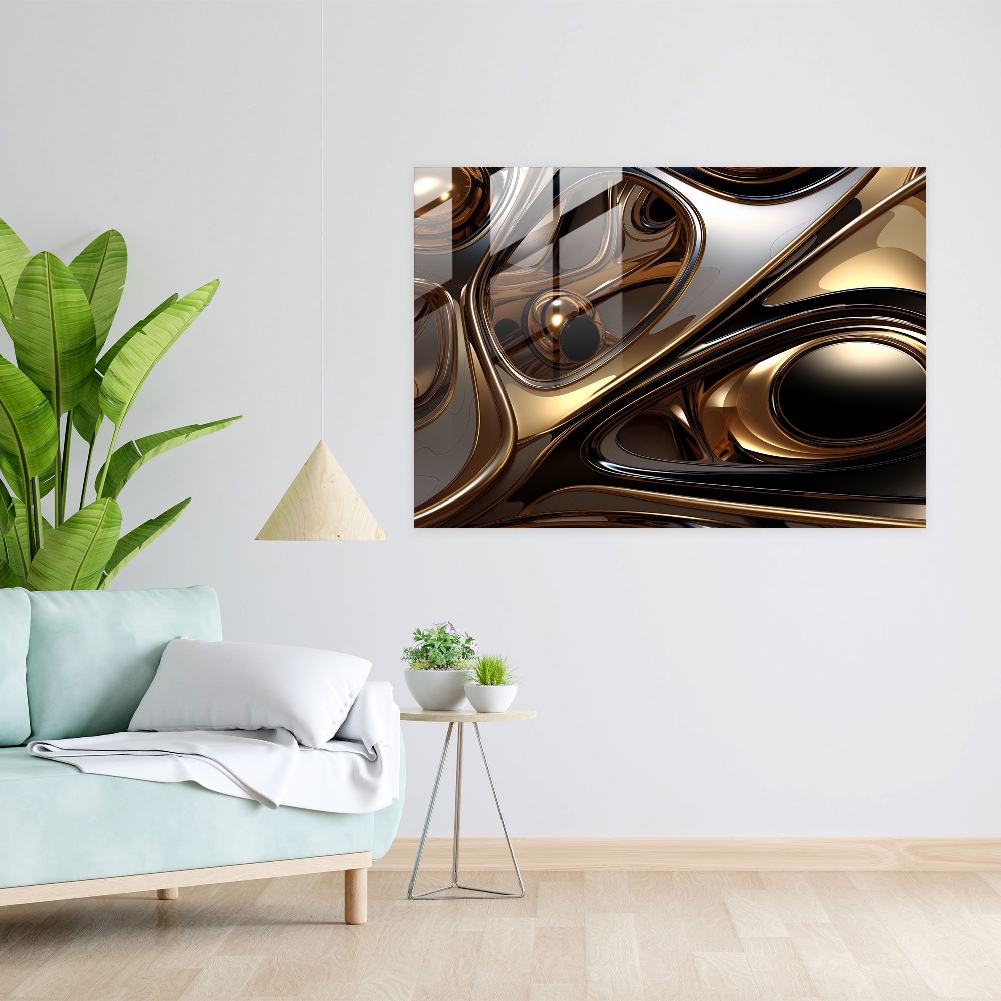Futuristic Earth Glass Print - Earth, Metallic Tones, Glass Wall Art, Wall Decoration