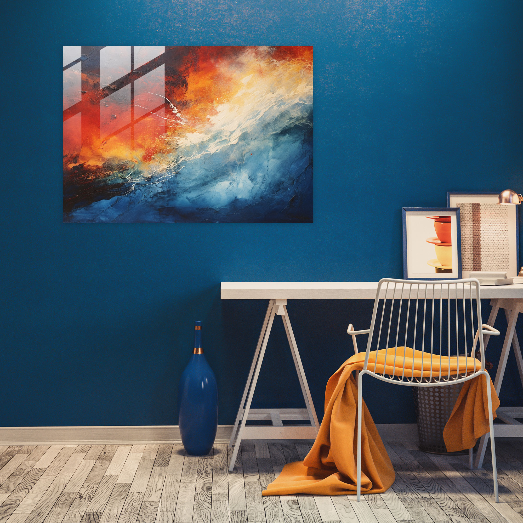 Earth Glass Print - Earth, Glass Print, Home Decoration, Abstract Acrylic Painting