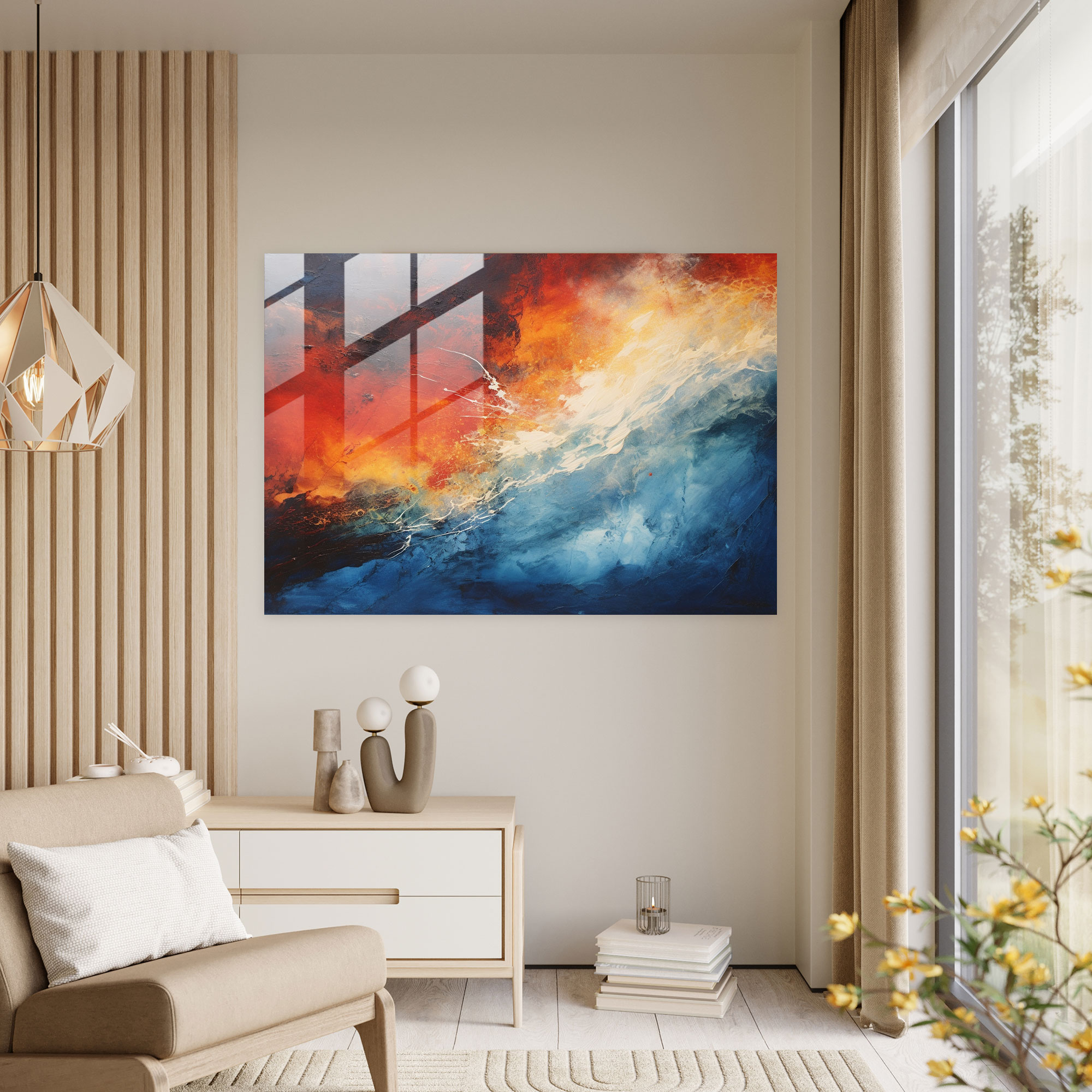 Earth Glass Print - Earth, Glass Print, Home Decoration, Abstract Acrylic Painting