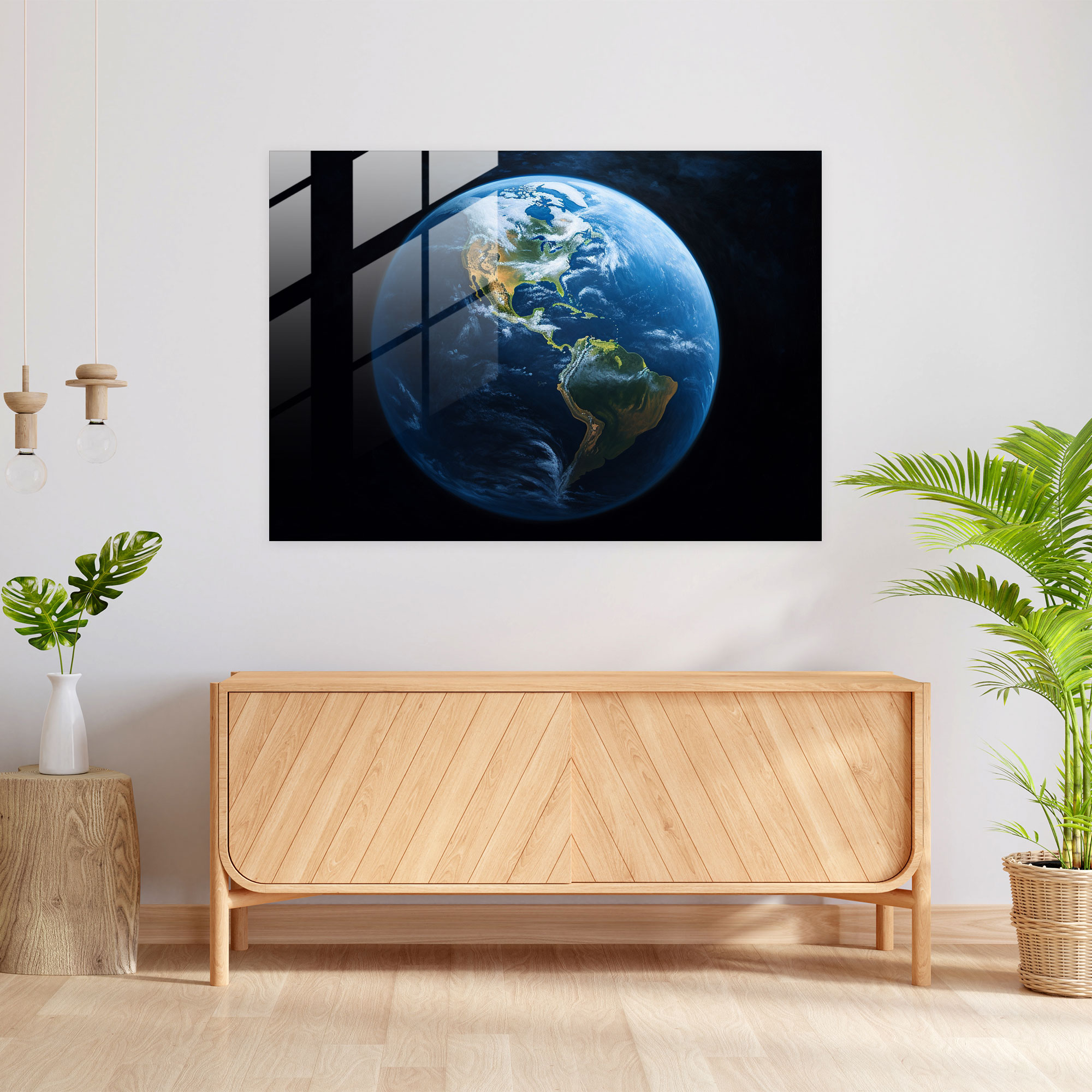Realistic Earth Glass Print - Space Portrait - Earth, Wall Decoration, Intricate Details, Earth