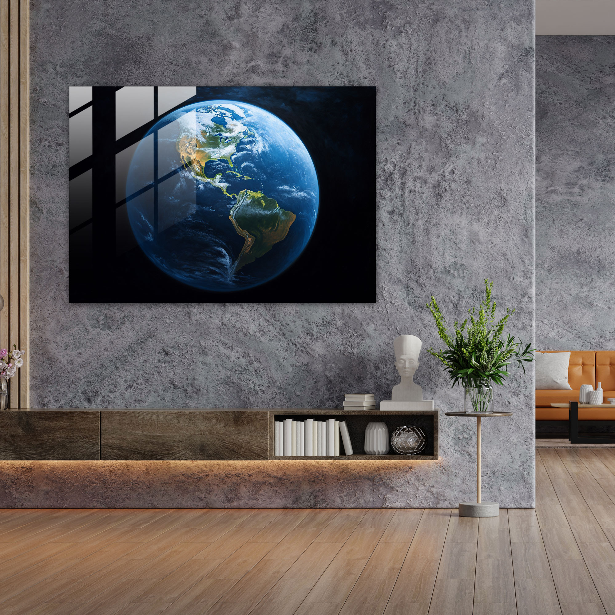 Realistic Earth Glass Print - Space Portrait - Earth, Wall Decoration, Intricate Details, Earth