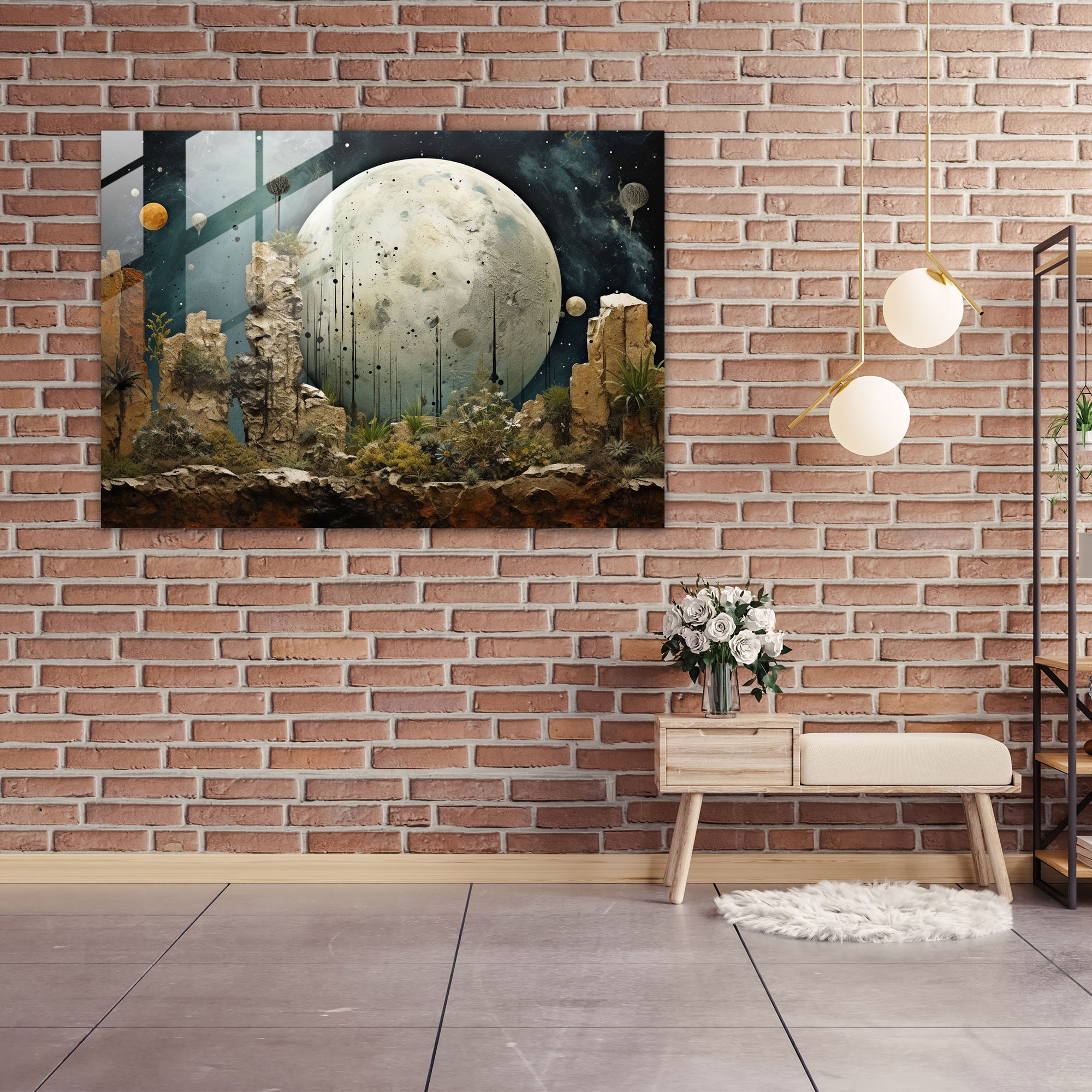 Surreal Earth Glass Print - Mixed Media Collage - Earth, Earth, Glass Art, Wall Decoration