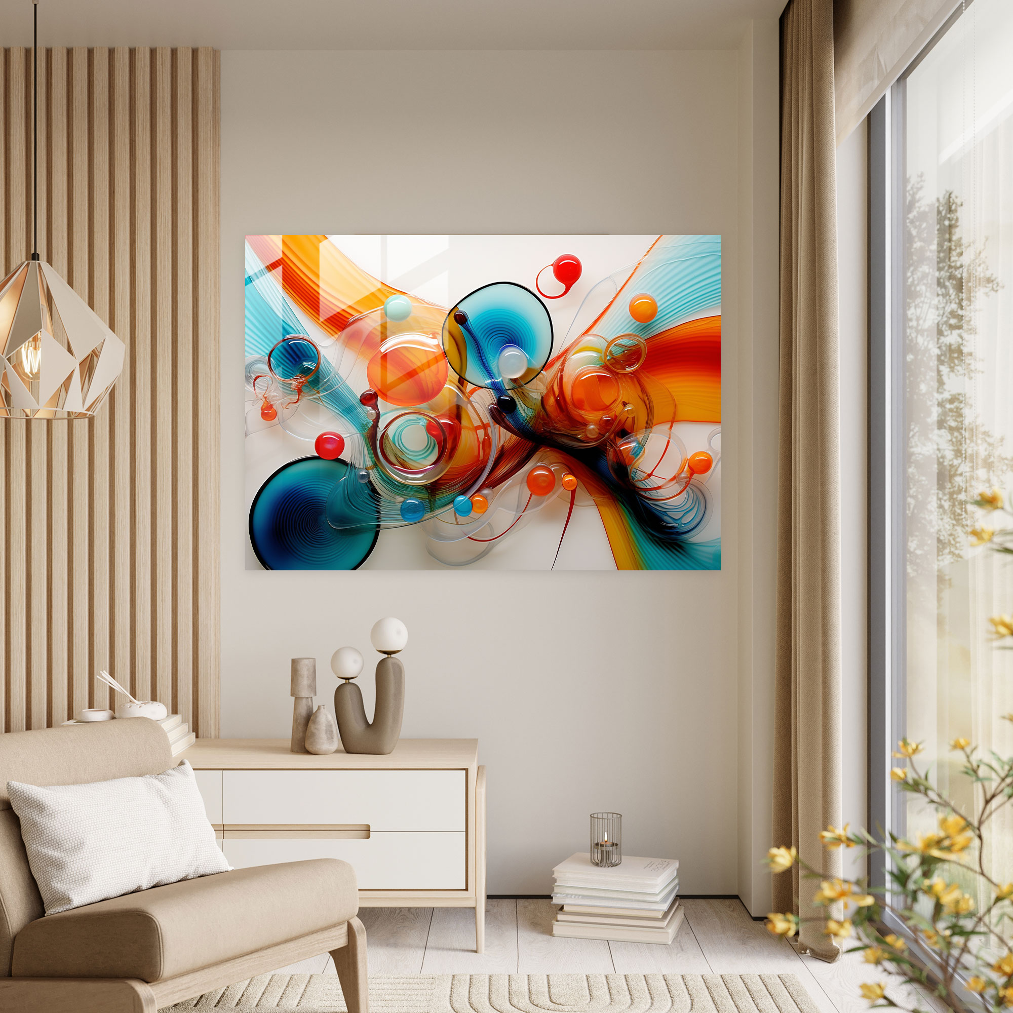 Artistic Glass Wall Art Of World - Earth, Home Decoration, Vibrant Colors, Artistic