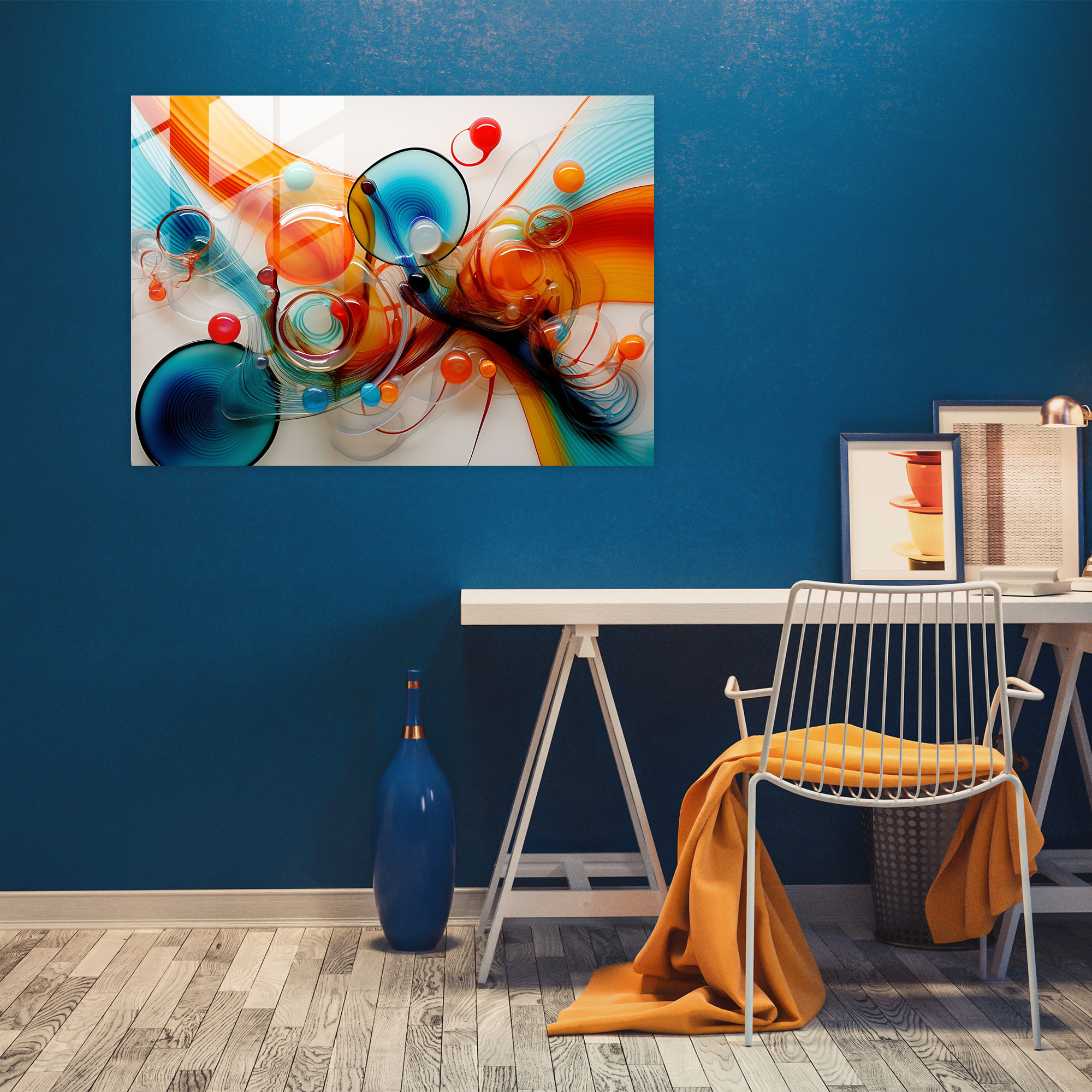 Artistic Glass Wall Art Of World - Earth, Home Decoration, Vibrant Colors, Artistic
