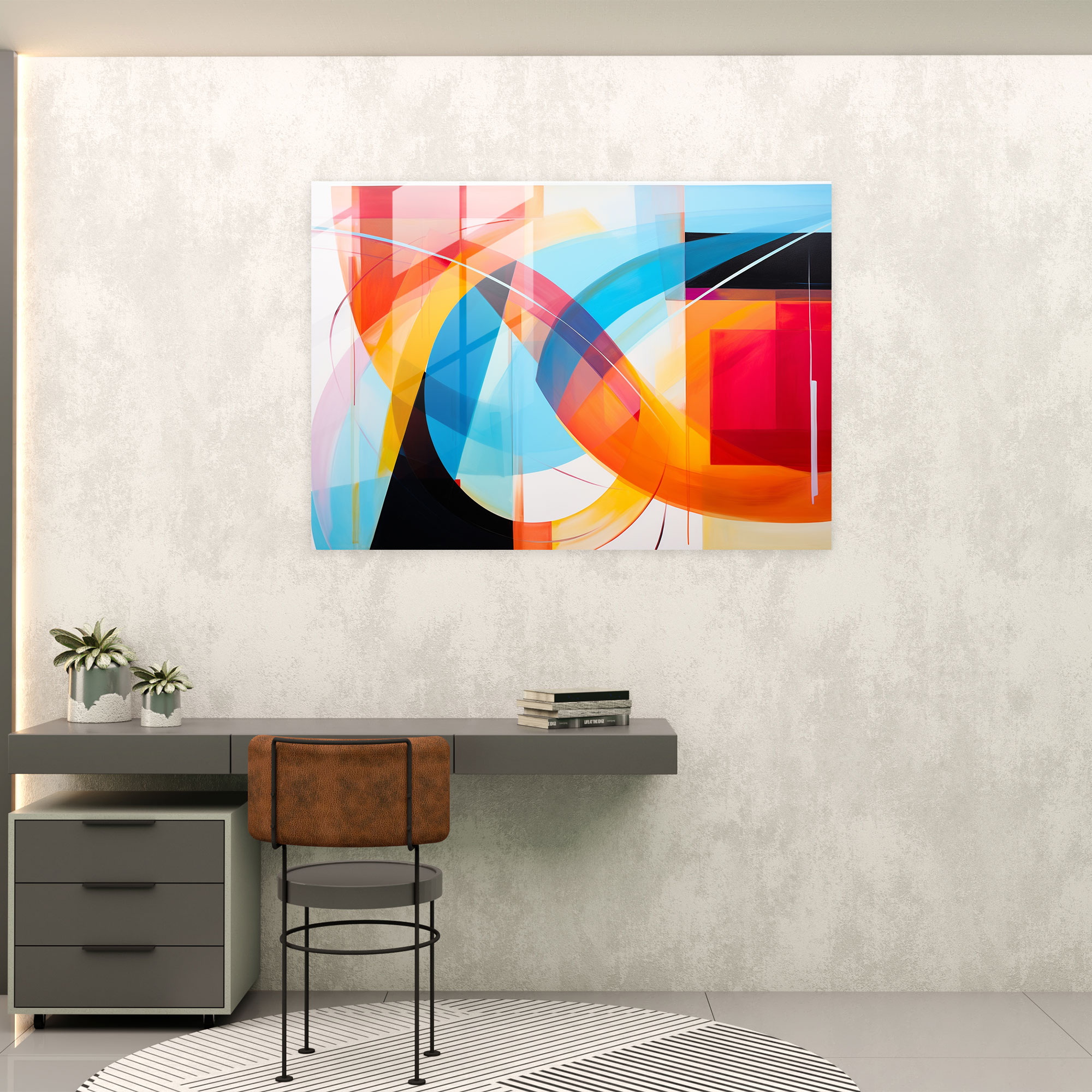 Contemporary Glass Print Of World - Earth, Geometric Shapes, Contemporary, Wall Decoration