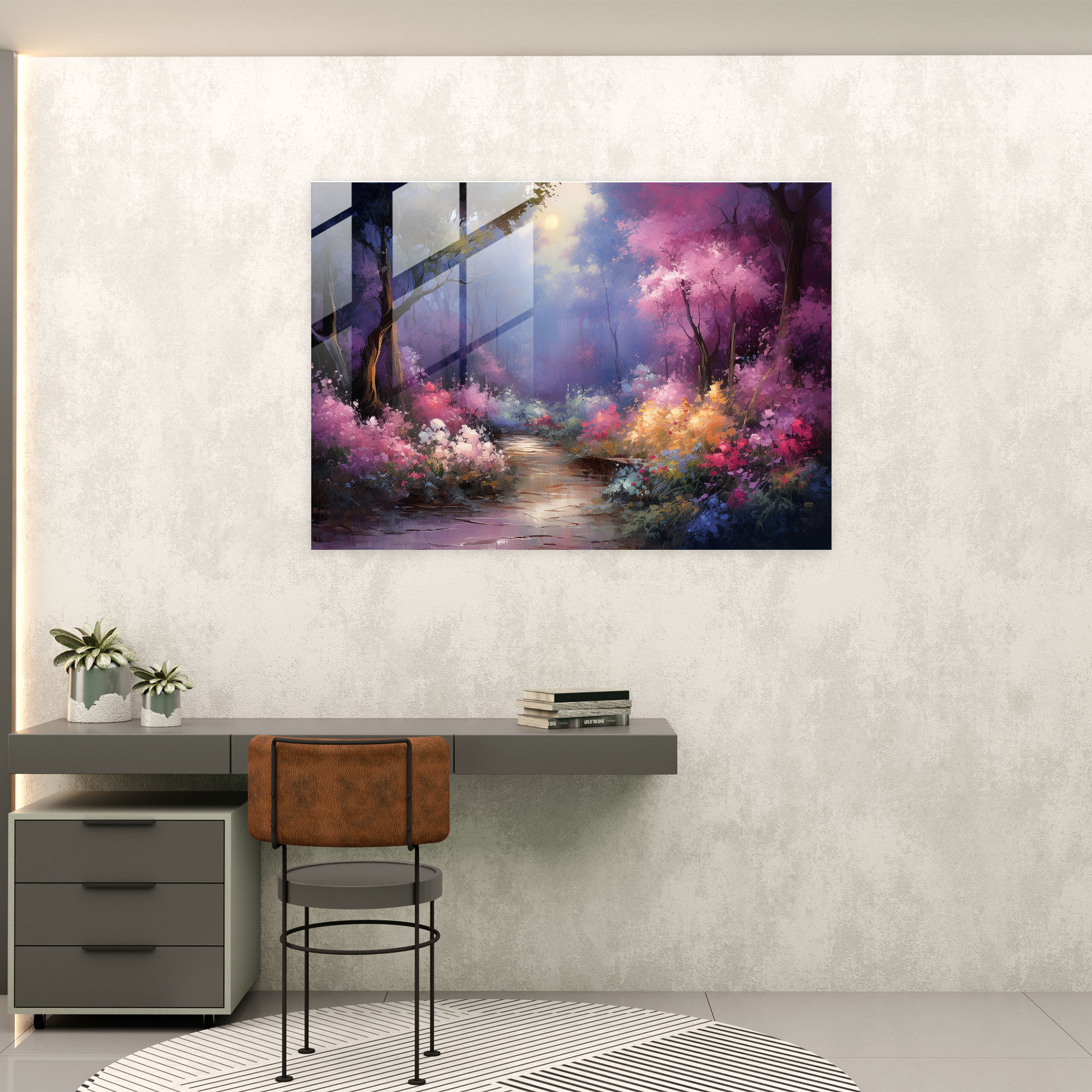 Moonlit Garden Glass Print - Earth, Blooming Flowers, Moon, Glass Print