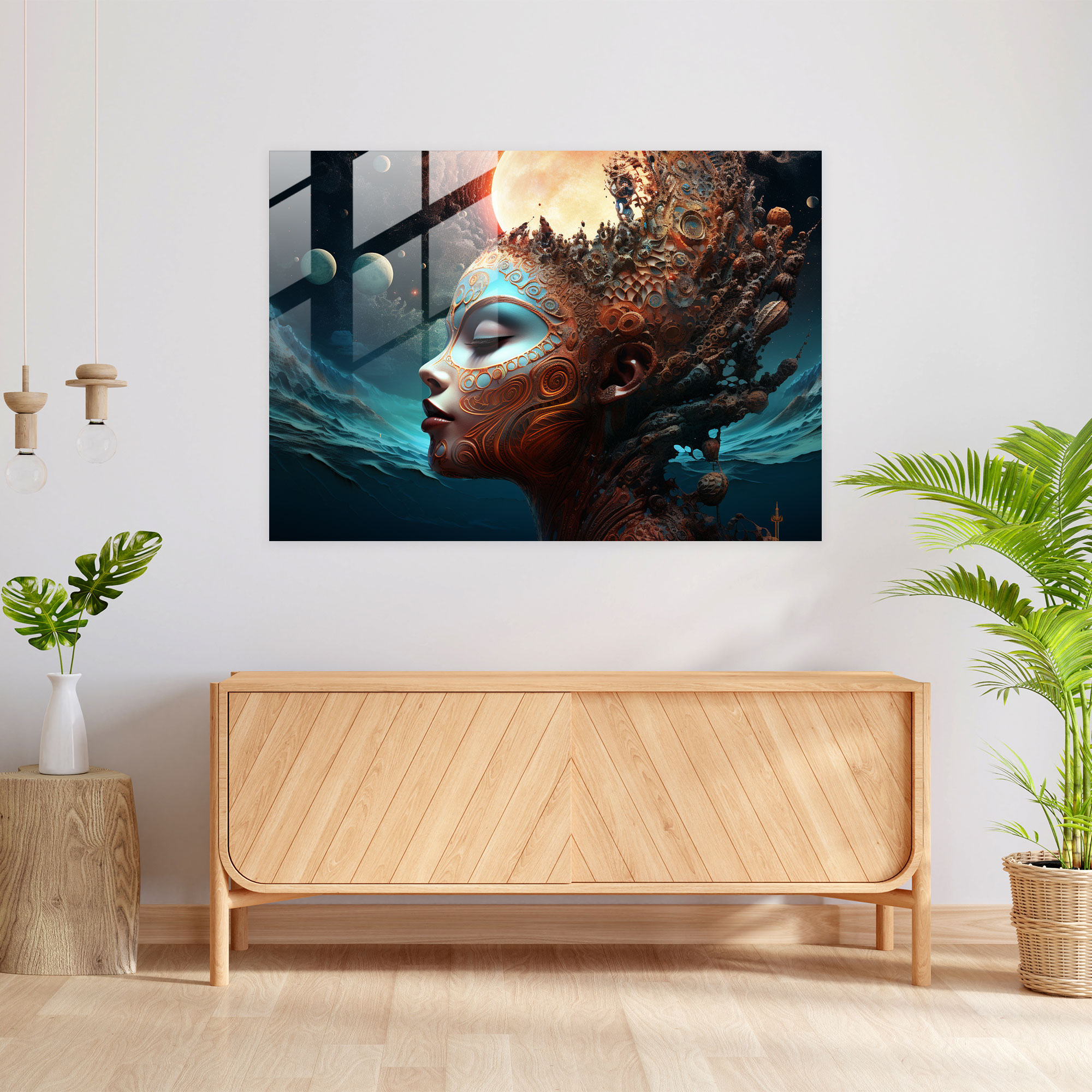 Moon Glass Wall Art - Earth, Digital Art, Modern Art, Glass Wall Art