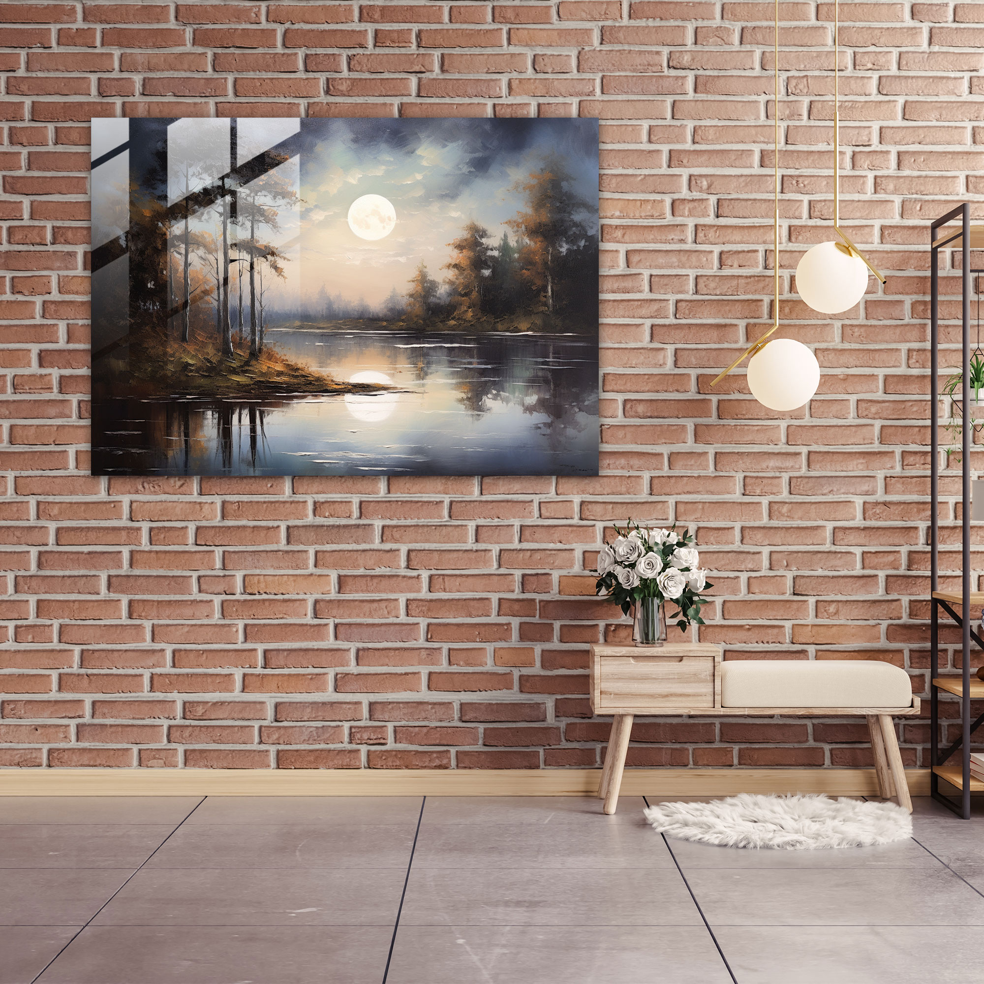 Moon Home Decoration - Earth, Glass Art, Wall Decoration, Moon