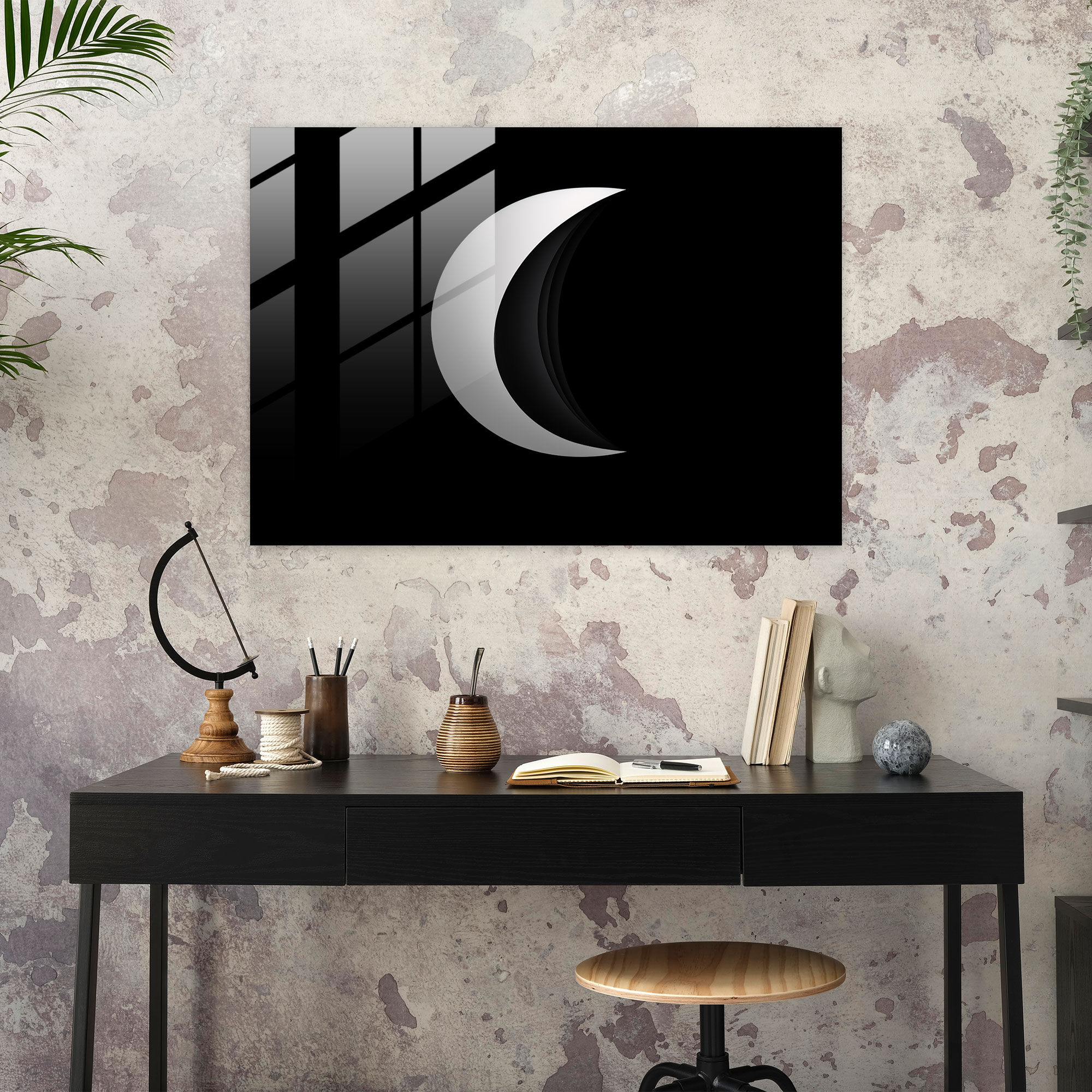 Moon Modern Art - Earth, Graphic Design, Contrasting Black And White, Modern Art