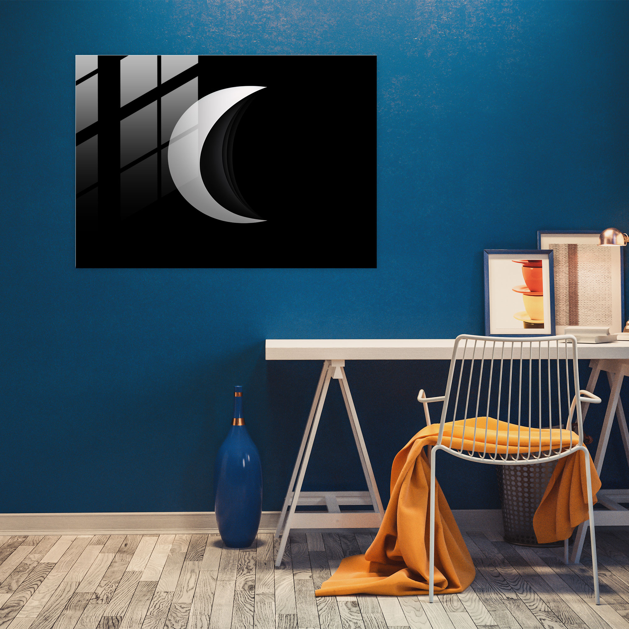 Moon Modern Art - Earth, Graphic Design, Contrasting Black And White, Modern Art