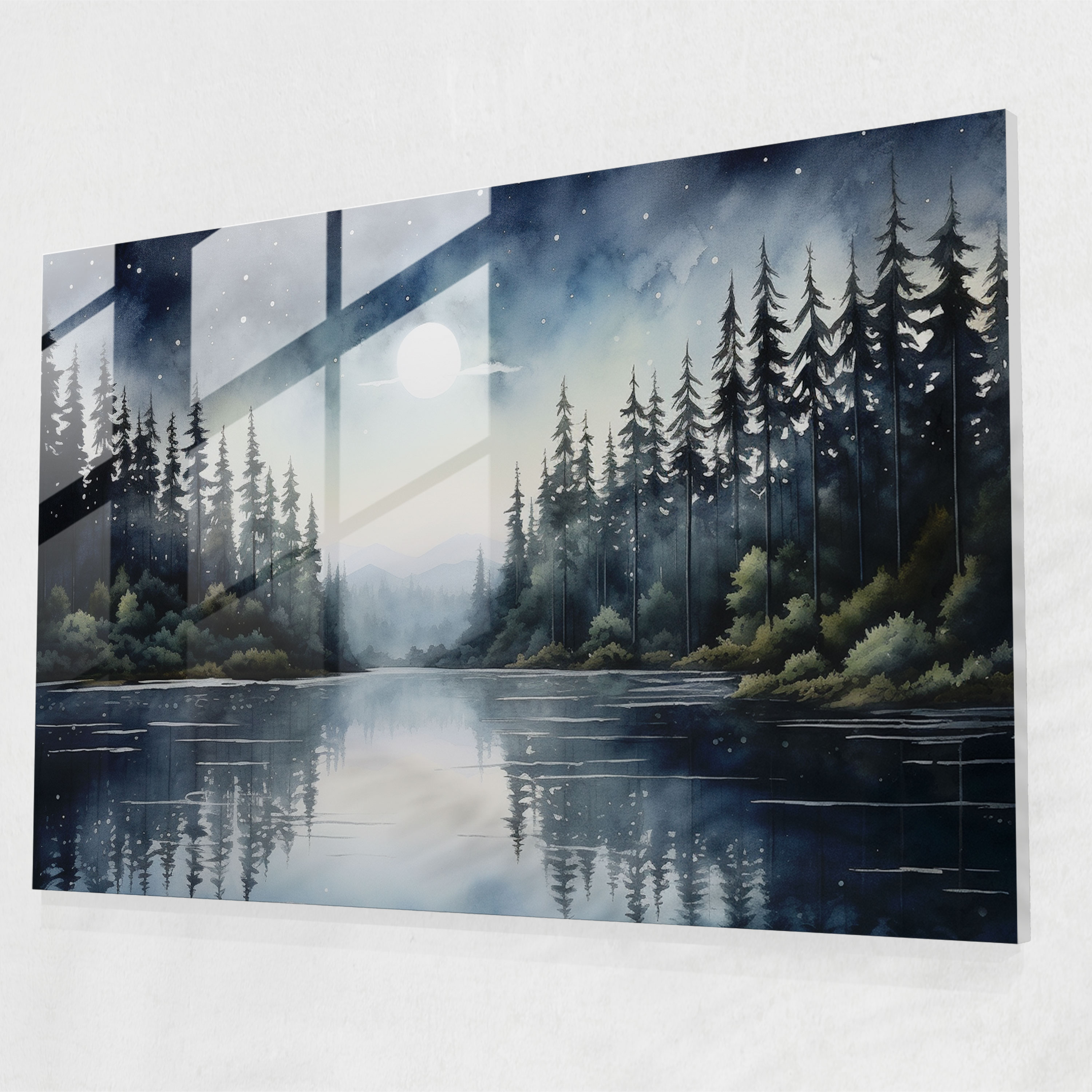 Moon Glass Wall Art - Earth, Calm Waters, Home Decoration, Serene