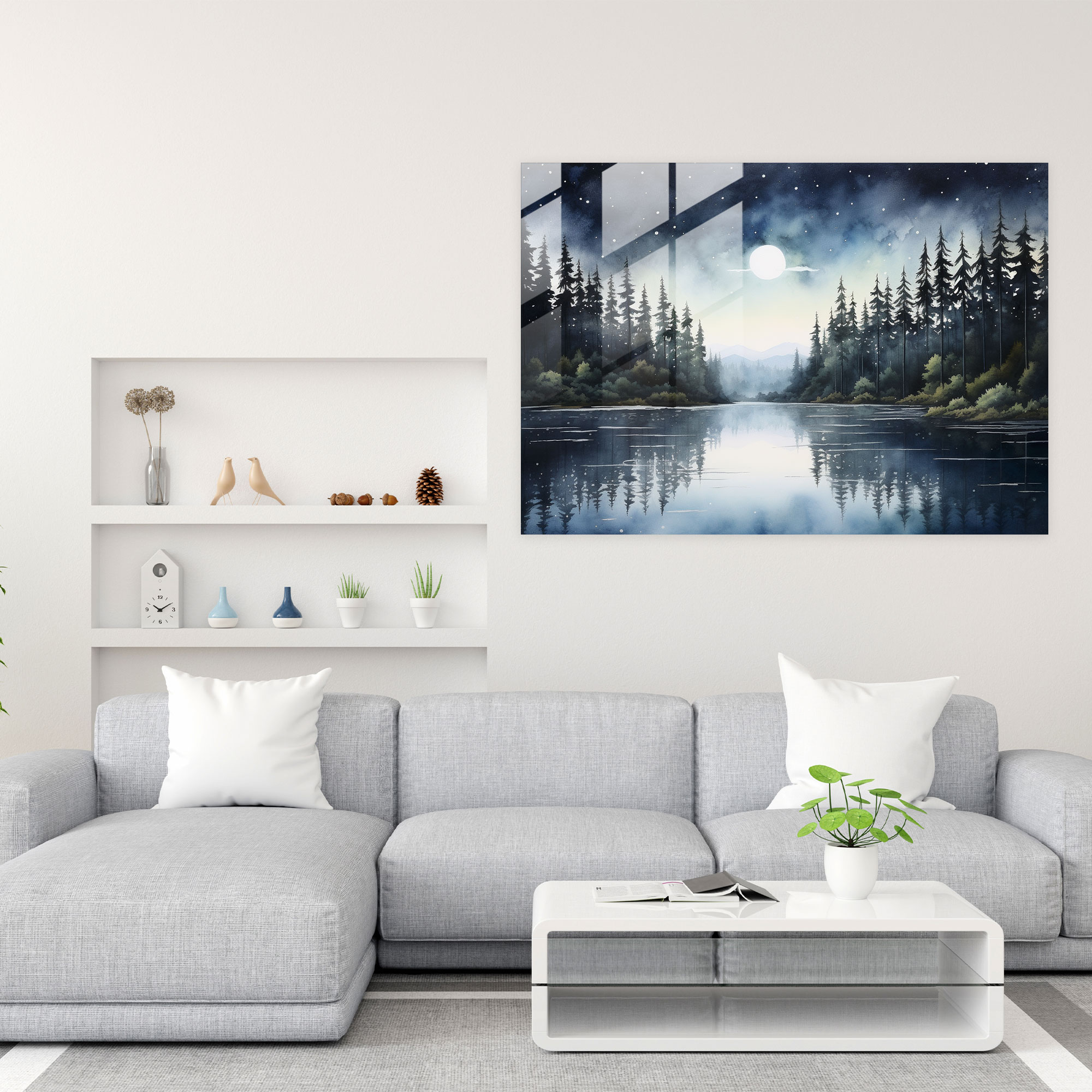 Moon Glass Wall Art - Earth, Calm Waters, Home Decoration, Serene