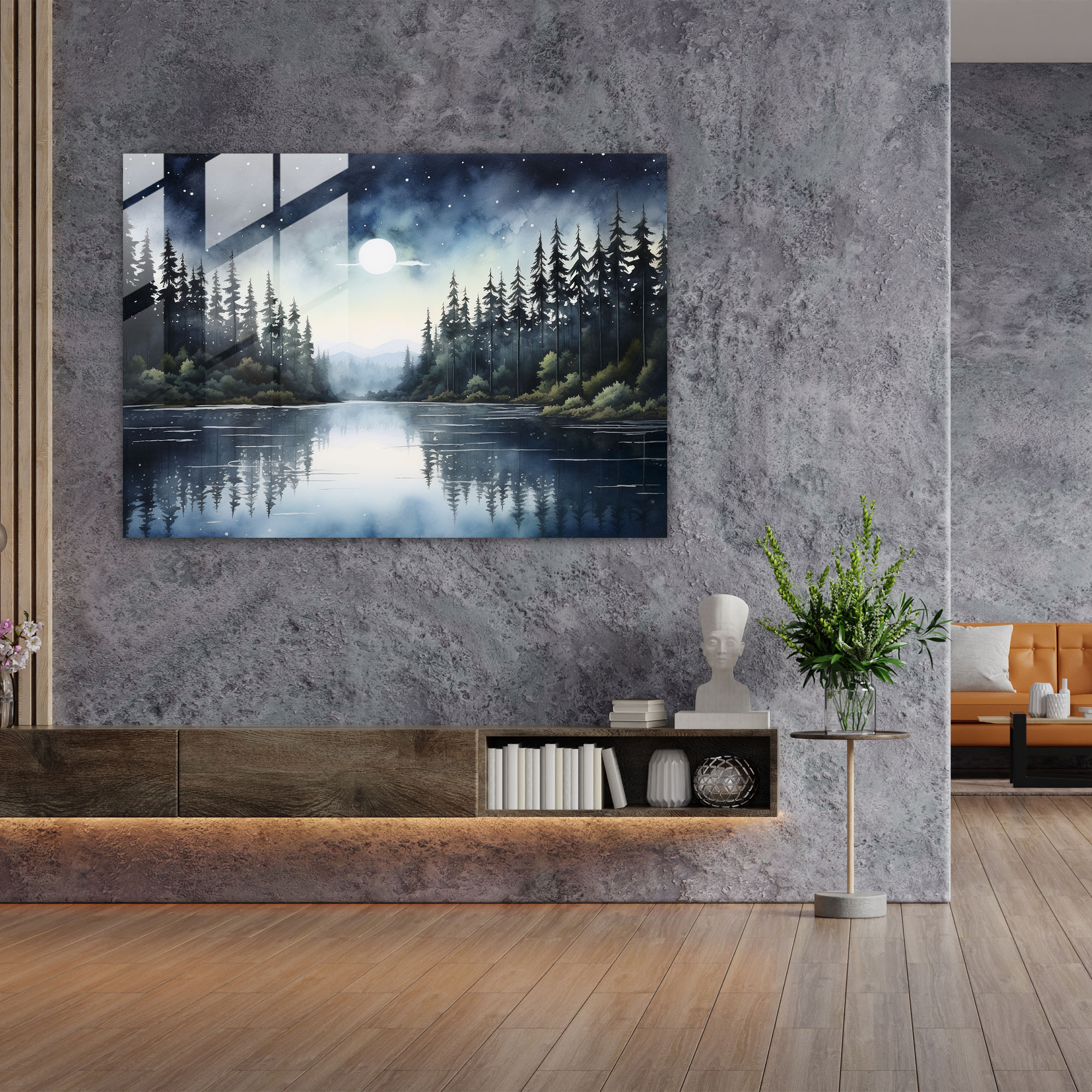 Moon Glass Wall Art - Earth, Calm Waters, Home Decoration, Serene