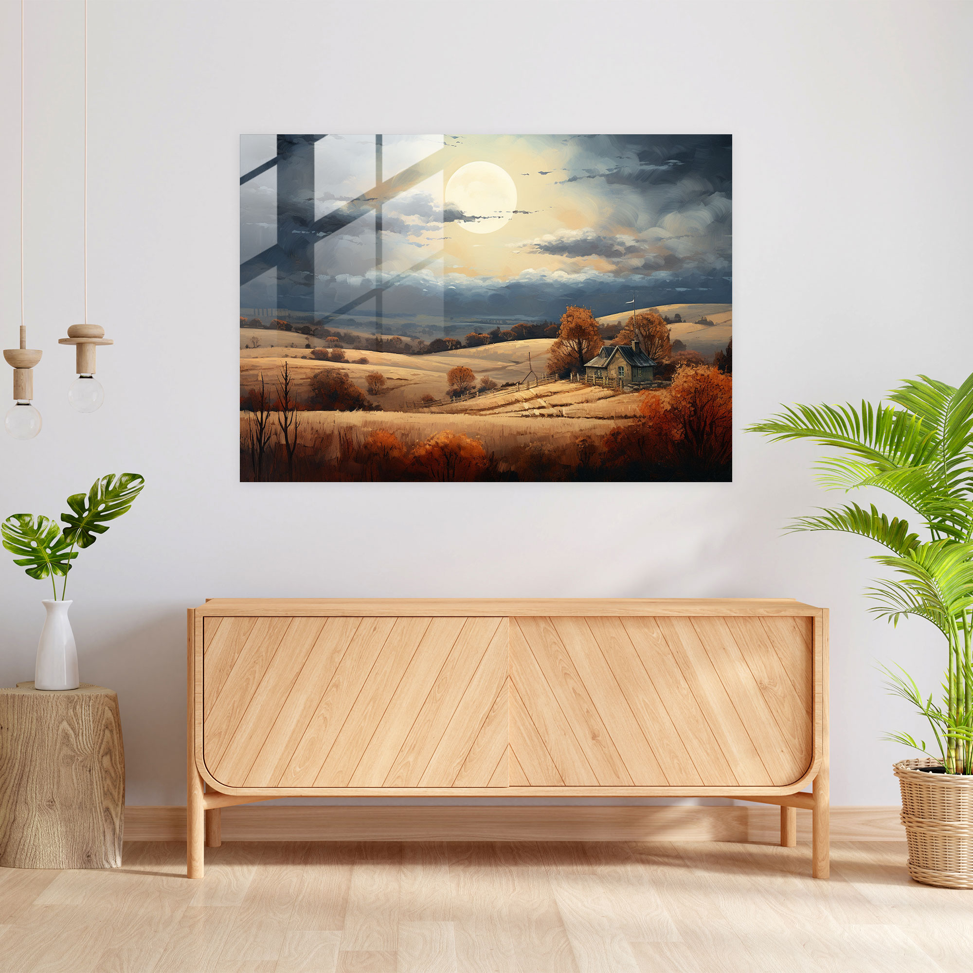 Moon Glass Art - Earth, Serene, Home Decoration, Modern Art