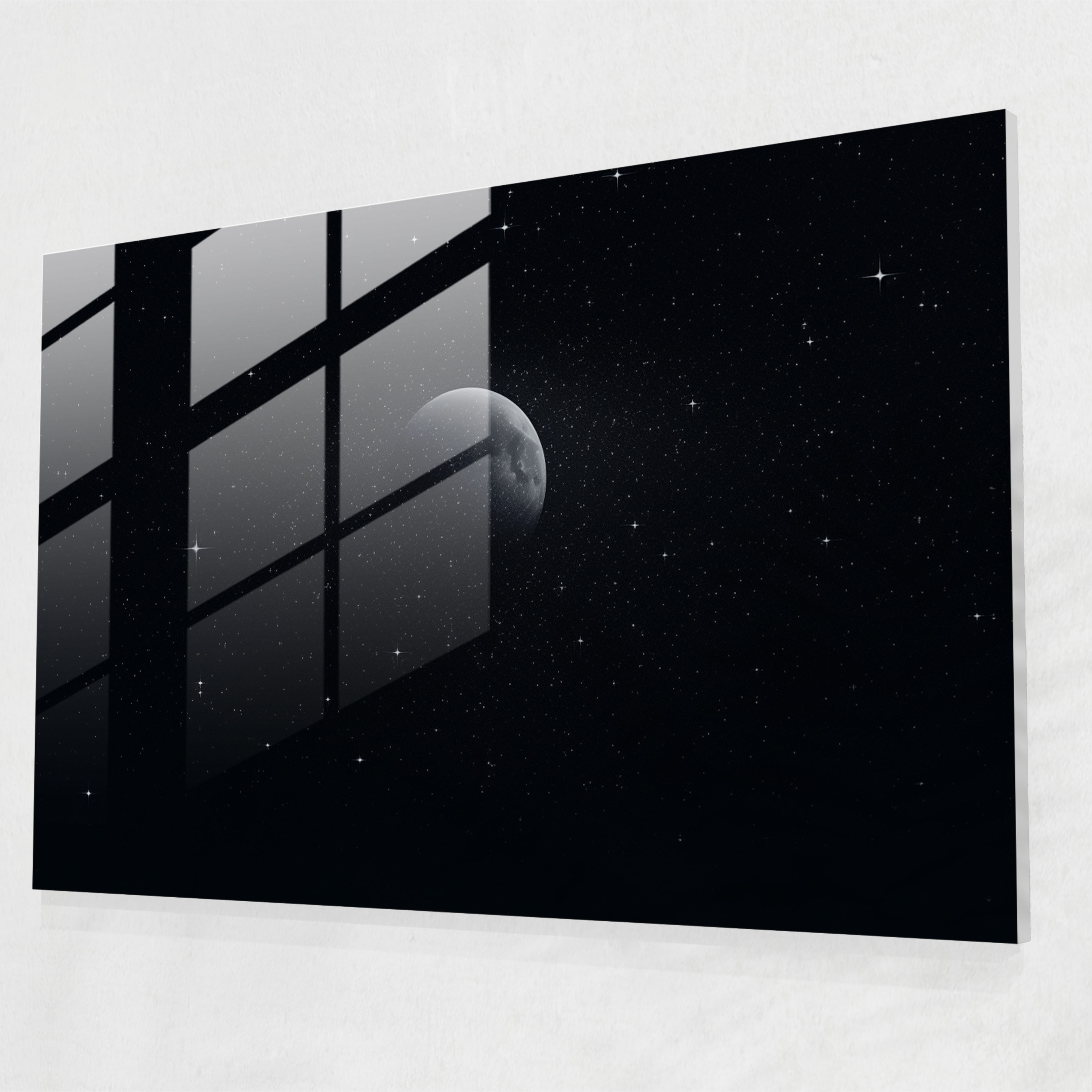 Moon Glass Print - Earth, Simplicity, Wall Decoration, Single Full Moon