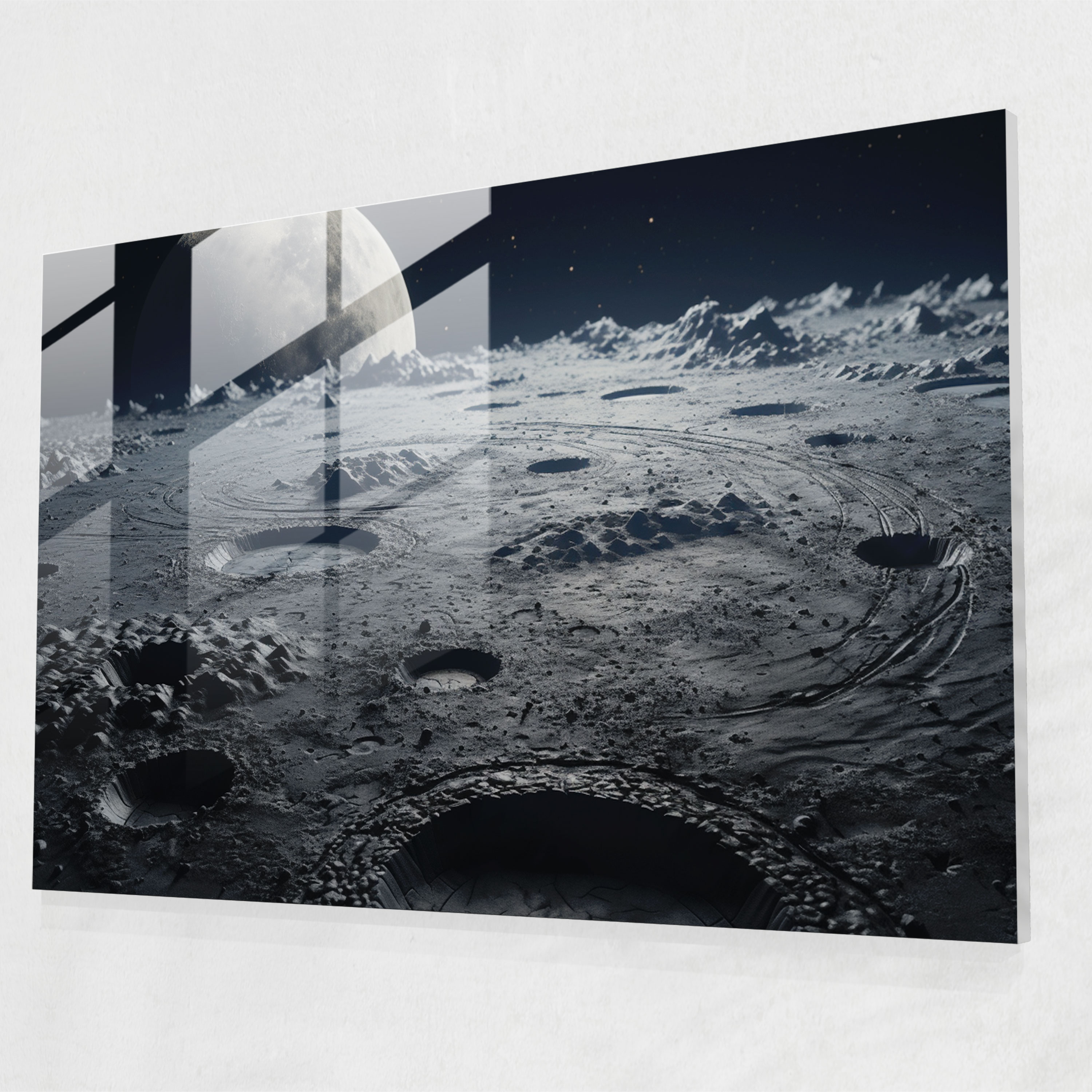 Moon Glass Wall Art - Earth, Glass Art, Modern Art, Glass Print