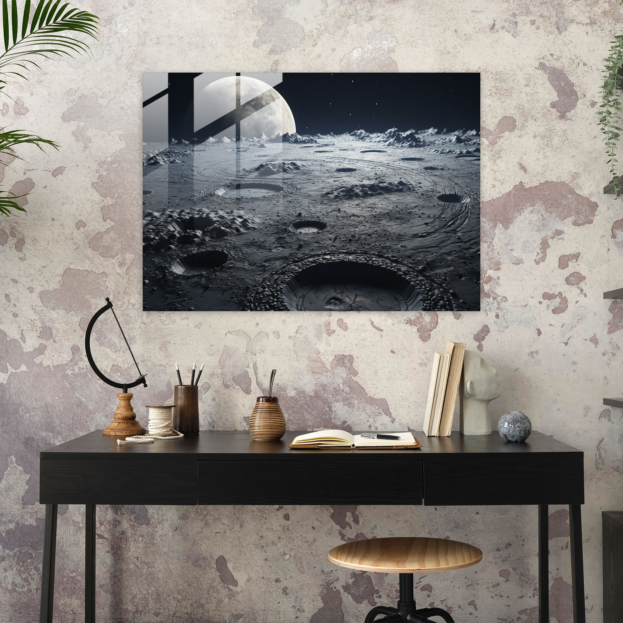 Moon Glass Wall Art - Earth, Glass Art, Modern Art, Glass Print