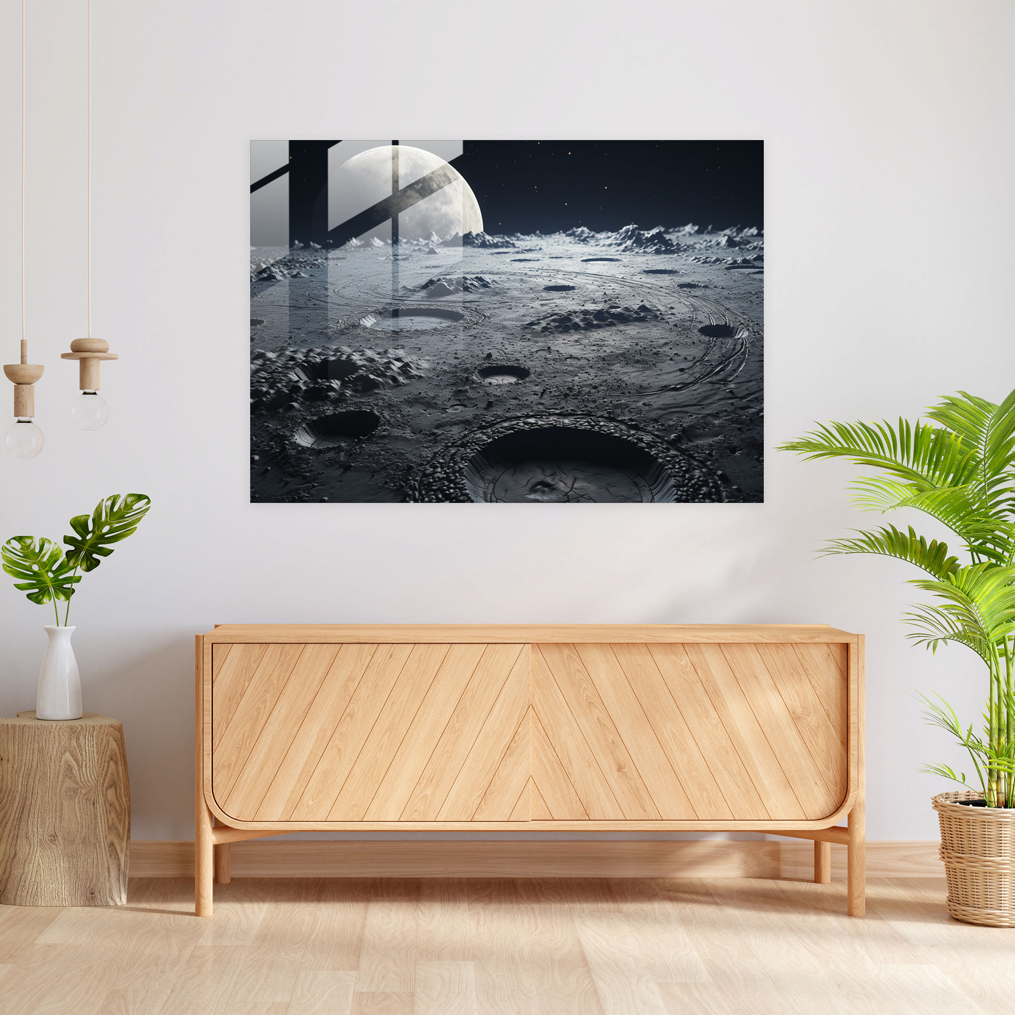 Moon Glass Wall Art - Earth, Glass Art, Modern Art, Glass Print