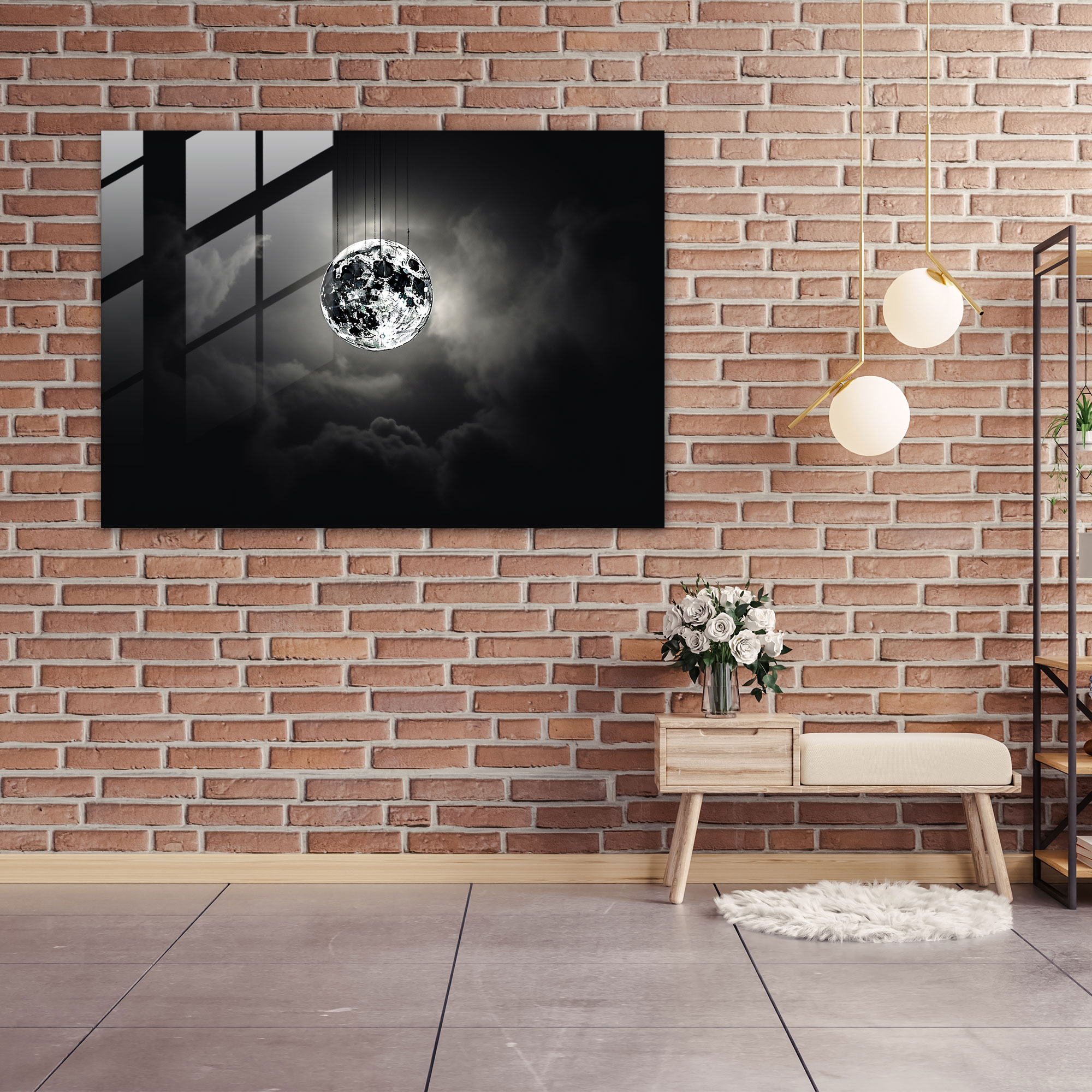 Moon Glass Art - Earth, Intrigue, Black And White Photography, Glass Print