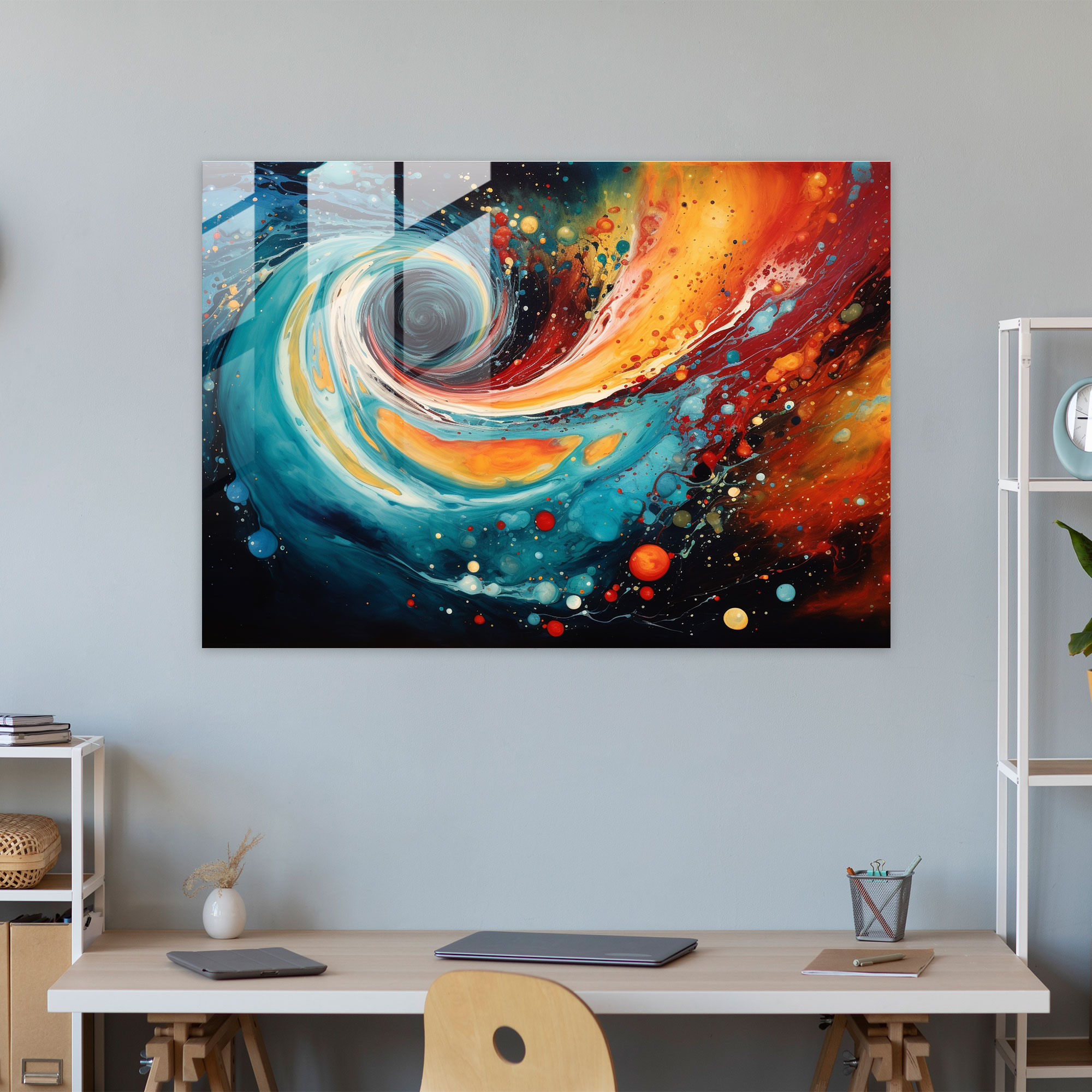 Galaxy Glass Print - Earth, Glass Art, Abstract Painting, Home Decoration