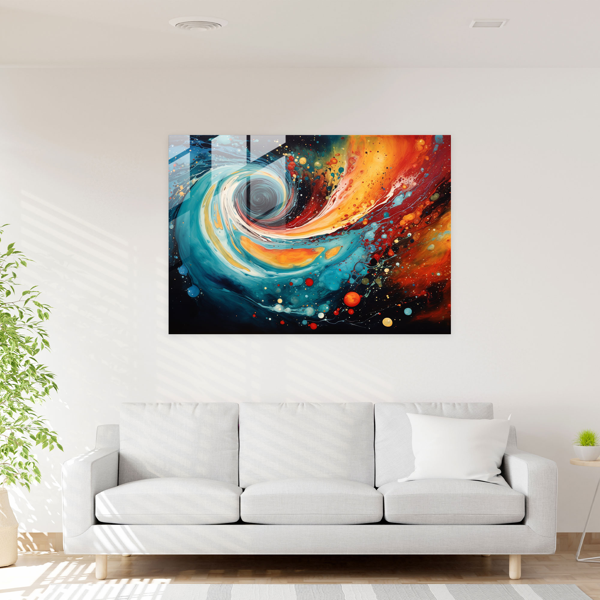 Galaxy Glass Print - Earth, Glass Art, Abstract Painting, Home Decoration