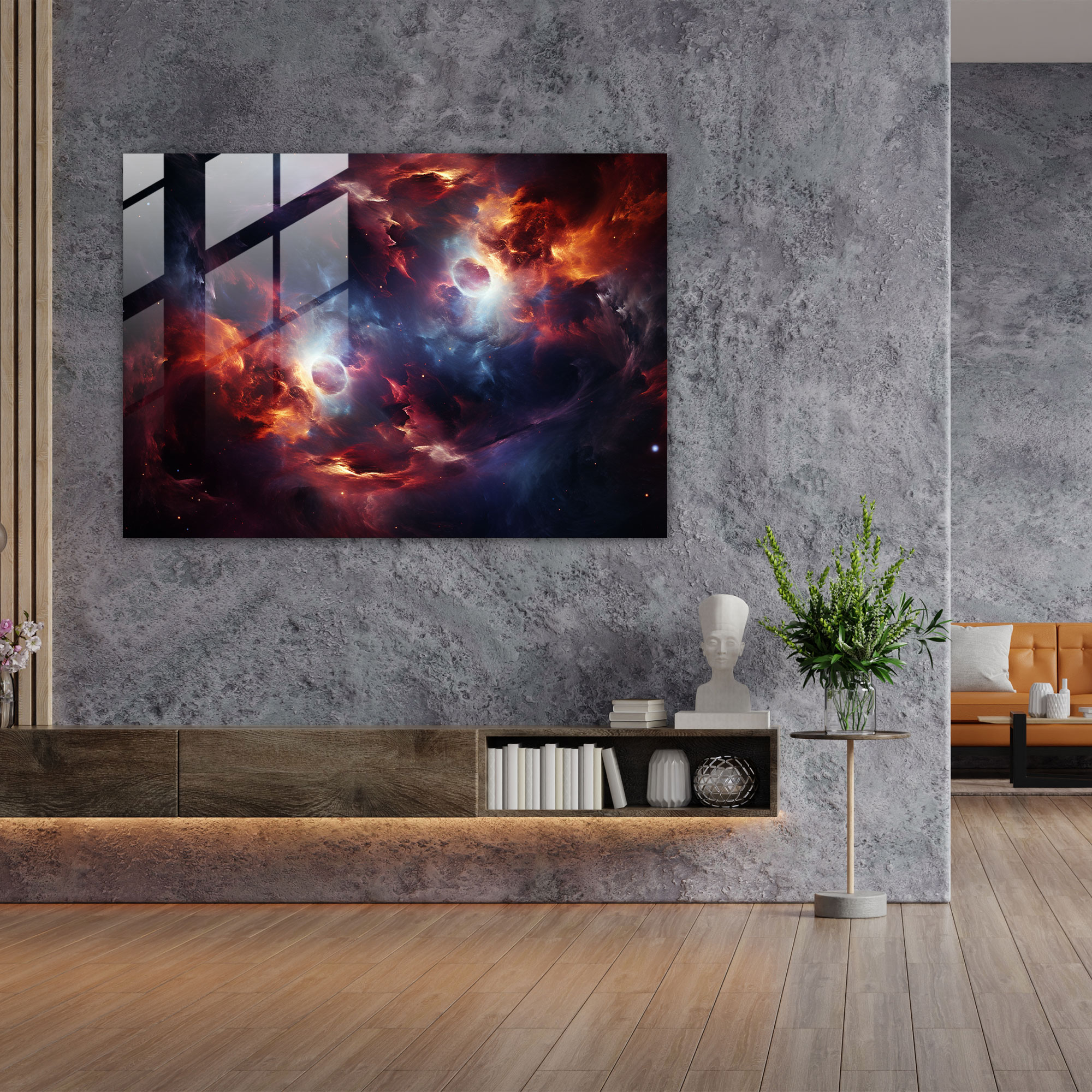 Çarpışan Galaksiler Cam Tablo - Dünya Galaksi Duvar Dekorasyonu Modern Sanat