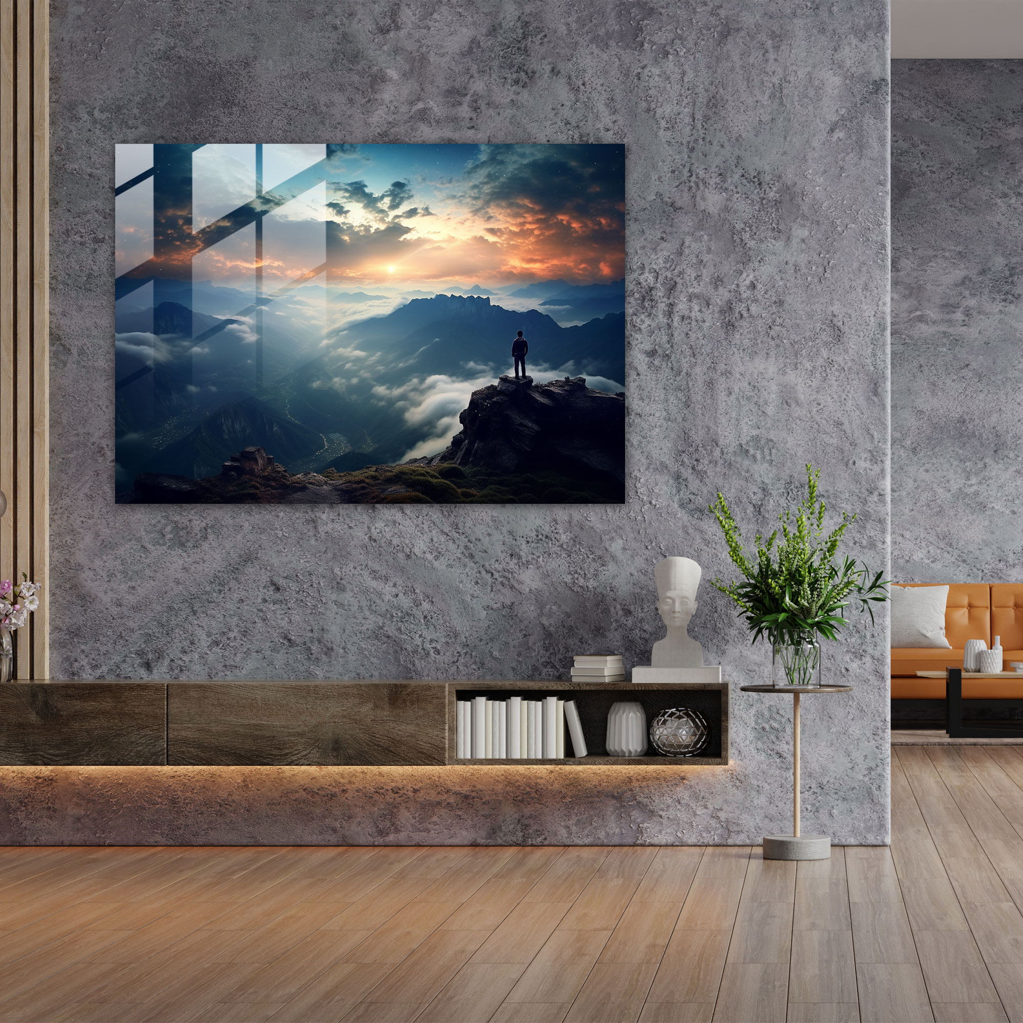 Samanyolu Cam Tablo - Dünya Galaksi Dağ Tepesi Modern Sanat
