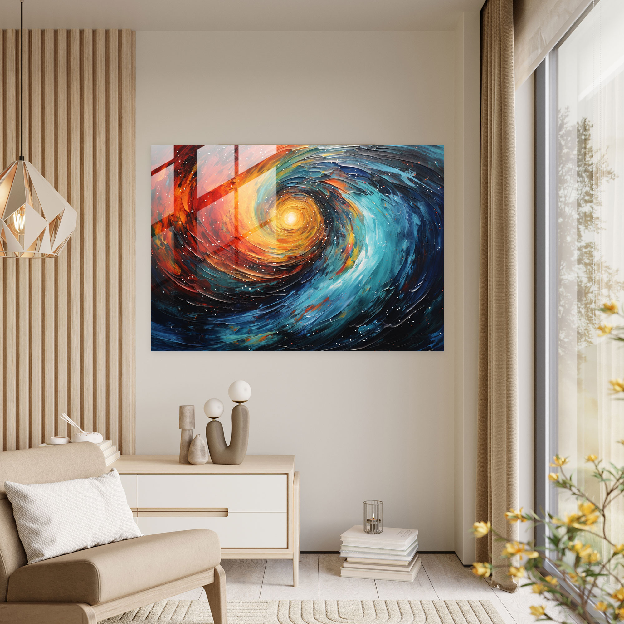 Galaxy Glass Print - Earth, Wall Decoration, Galaxy, Cosmos
