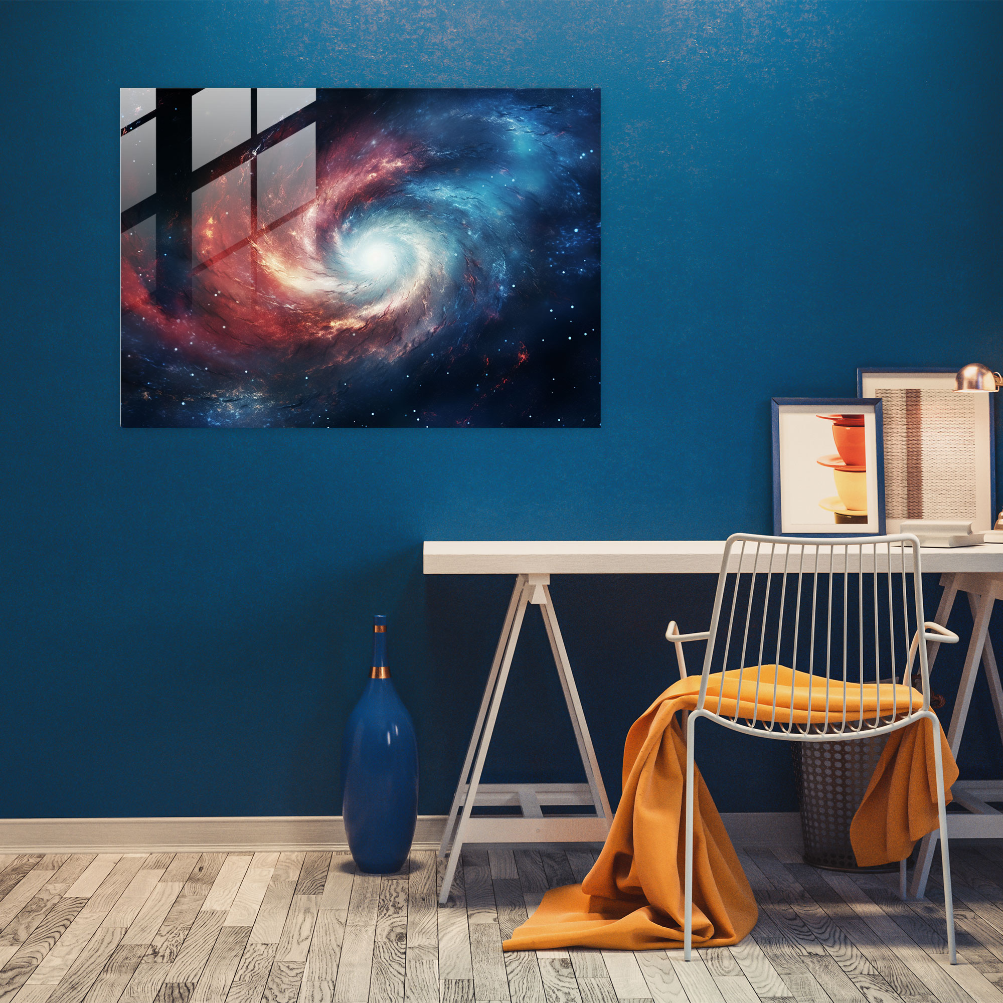 Spiral Galaksi Cam Tablo - Dünya Cam Duvar Sanatı Kozmik Toz