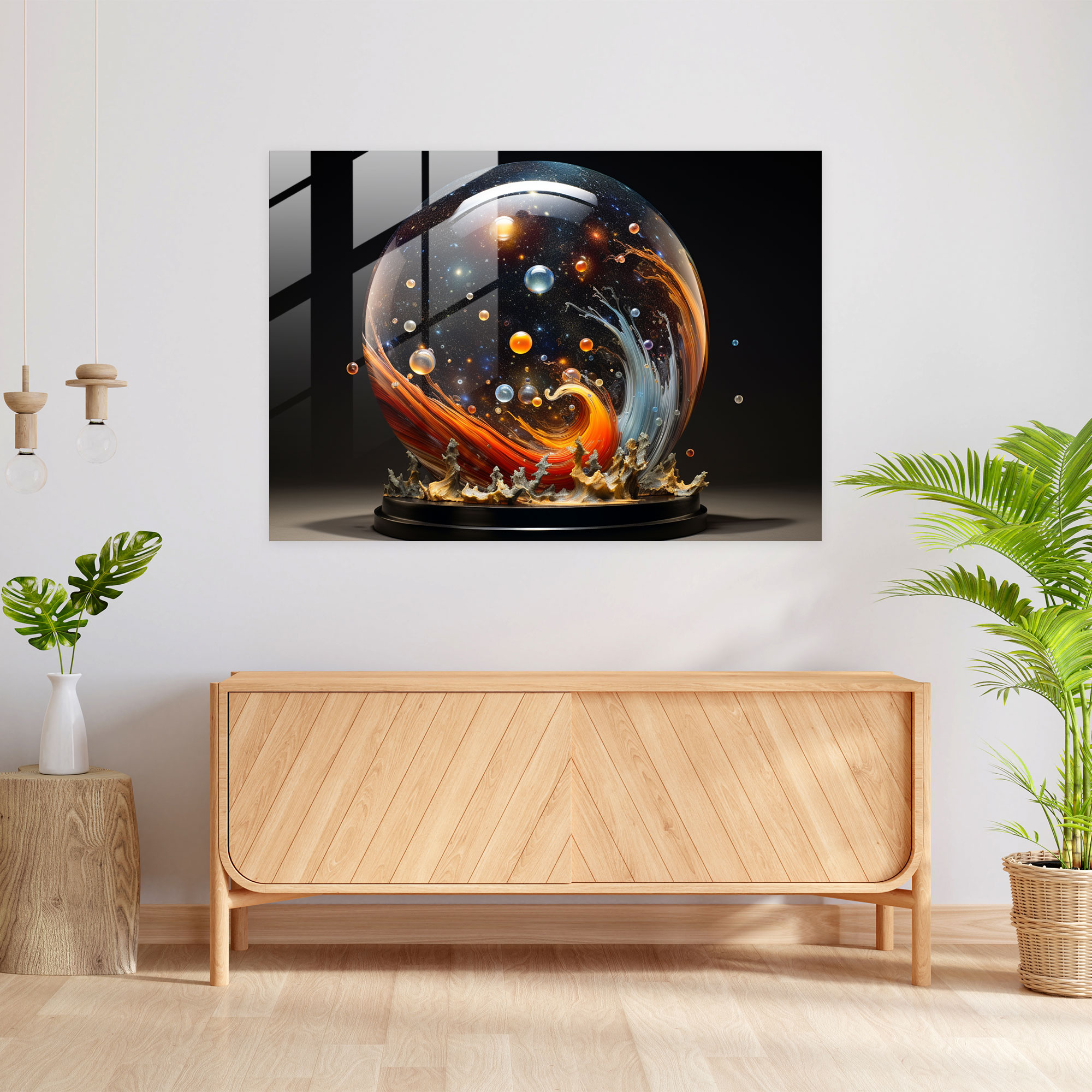 Celestial Galaxy Glass Wall Art - Earth, Wall Decoration, Nebulae, Galaxy