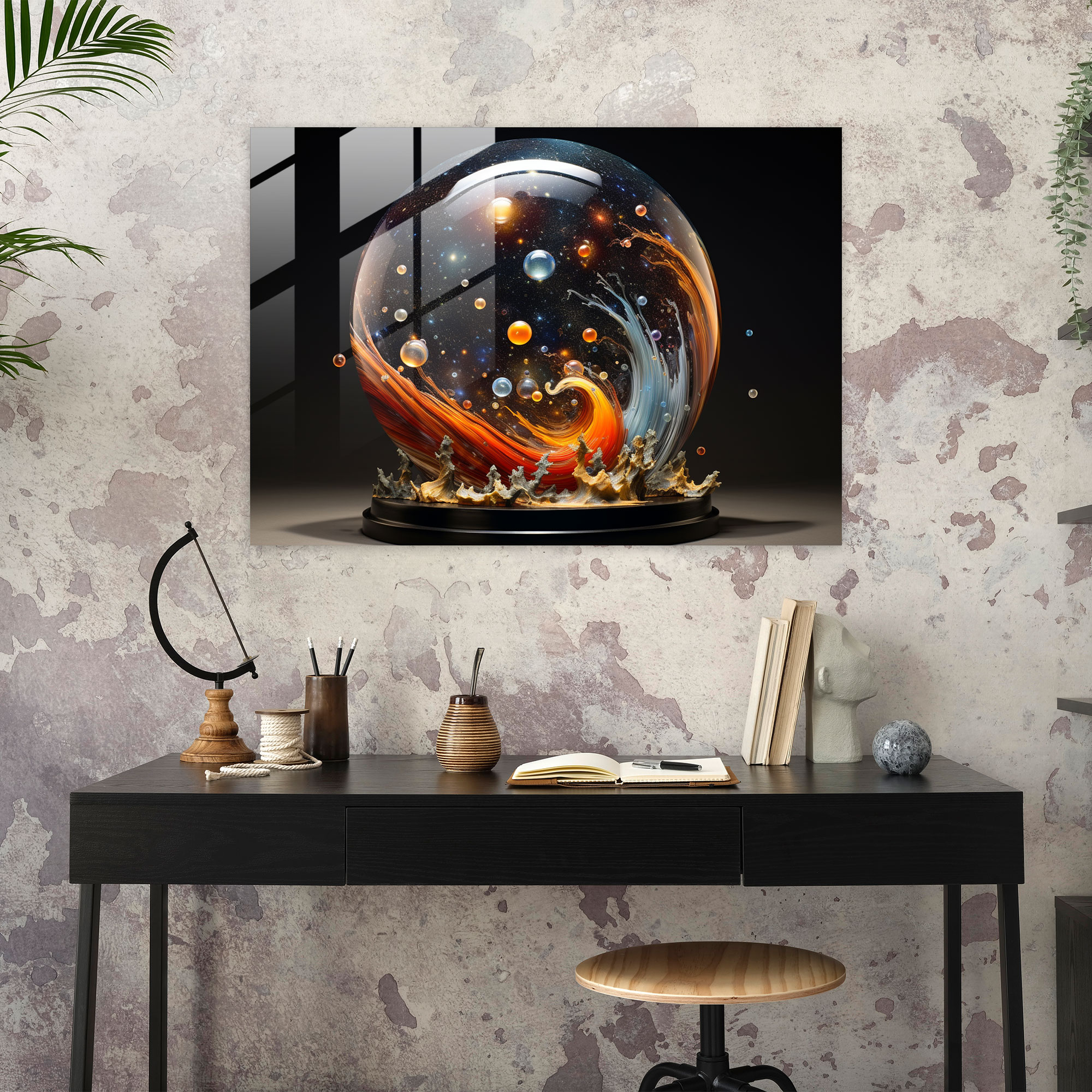 Celestial Galaxy Glass Wall Art - Earth, Wall Decoration, Nebulae, Galaxy
