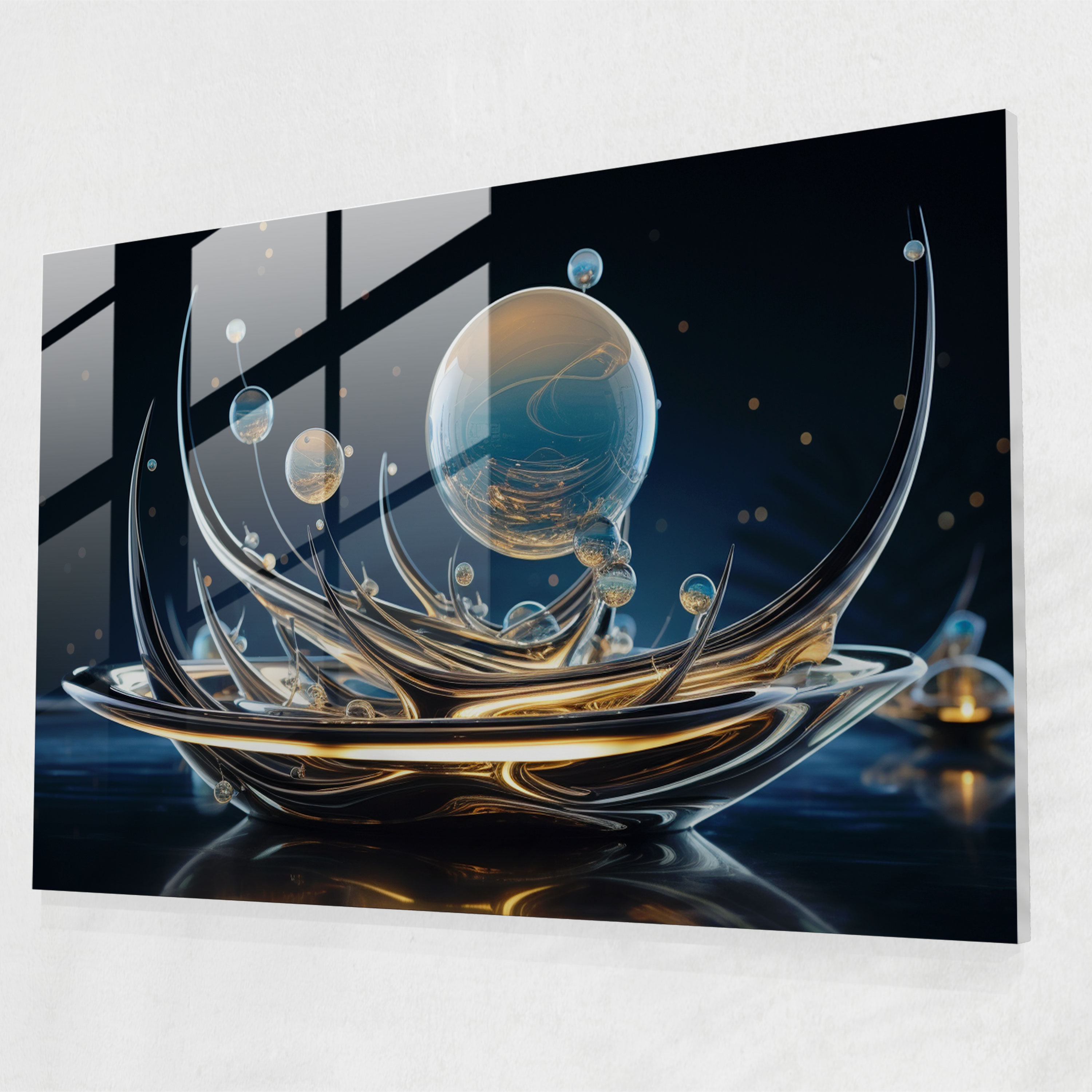 Futuristic Galaxy Glass Print - Earth, Futuristic Elements, Glass Print, Geometric Shapes