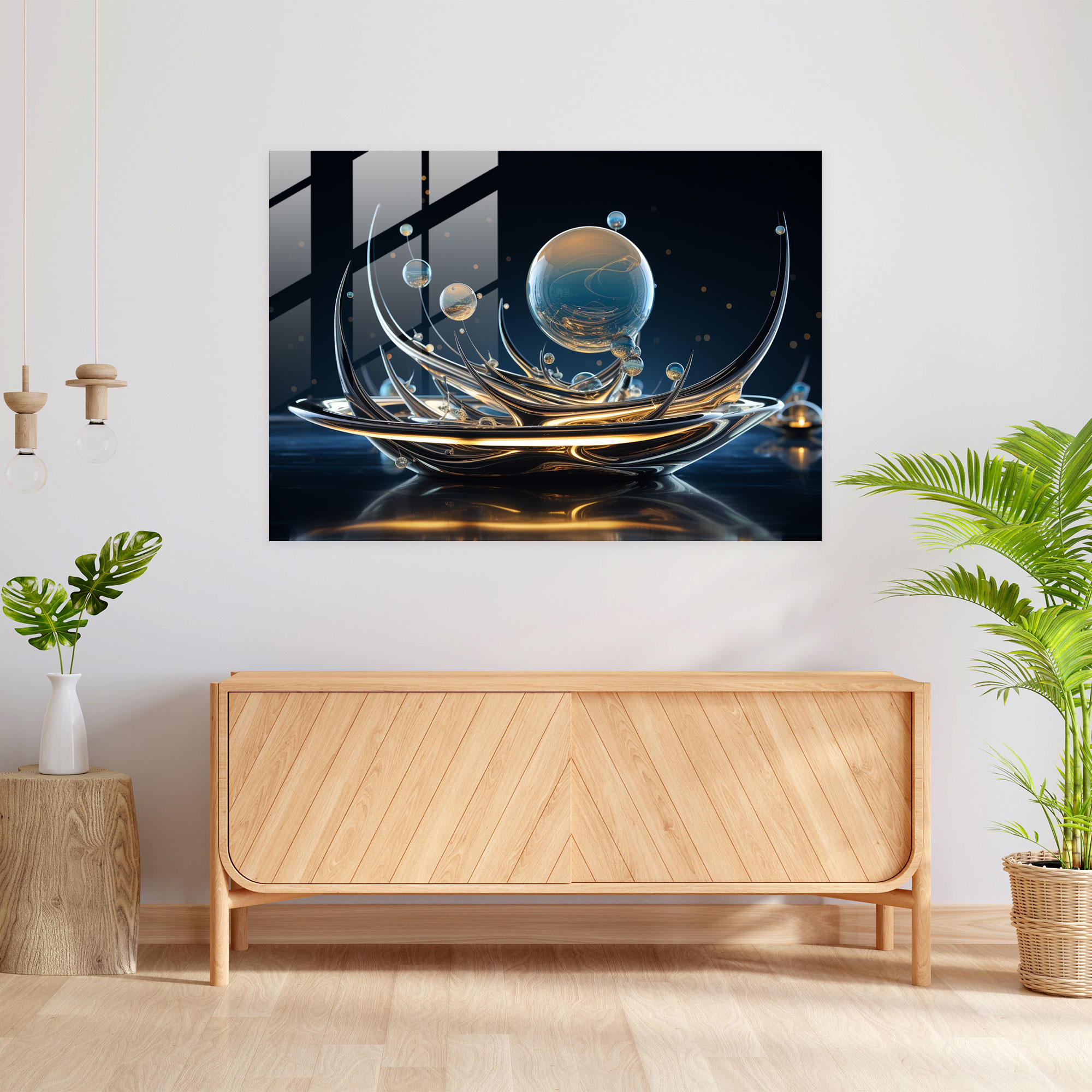 Futuristic Galaxy Glass Print - Earth, Futuristic Elements, Glass Print, Geometric Shapes