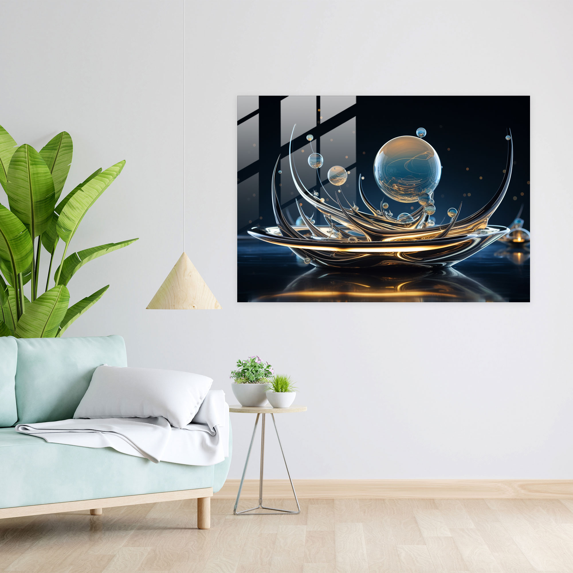 Futuristic Galaxy Glass Print - Earth, Futuristic Elements, Glass Print, Geometric Shapes